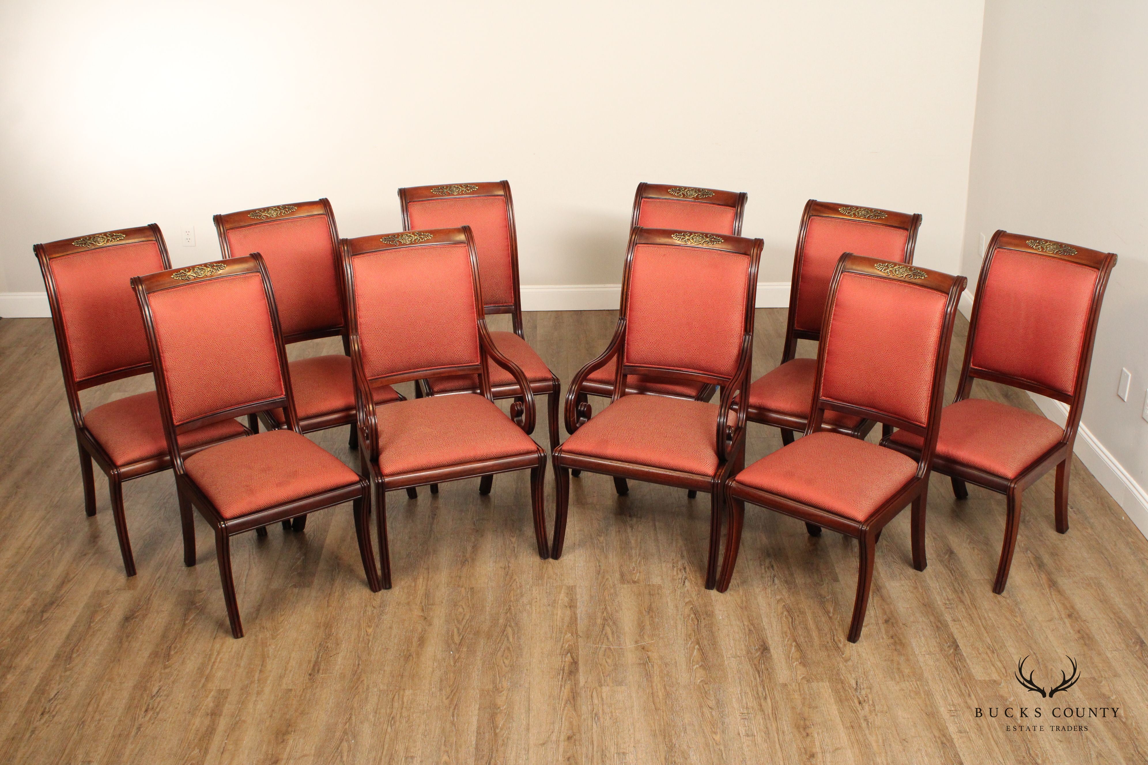 Henredon Empire Style Set Of Ten Mahogany Dining