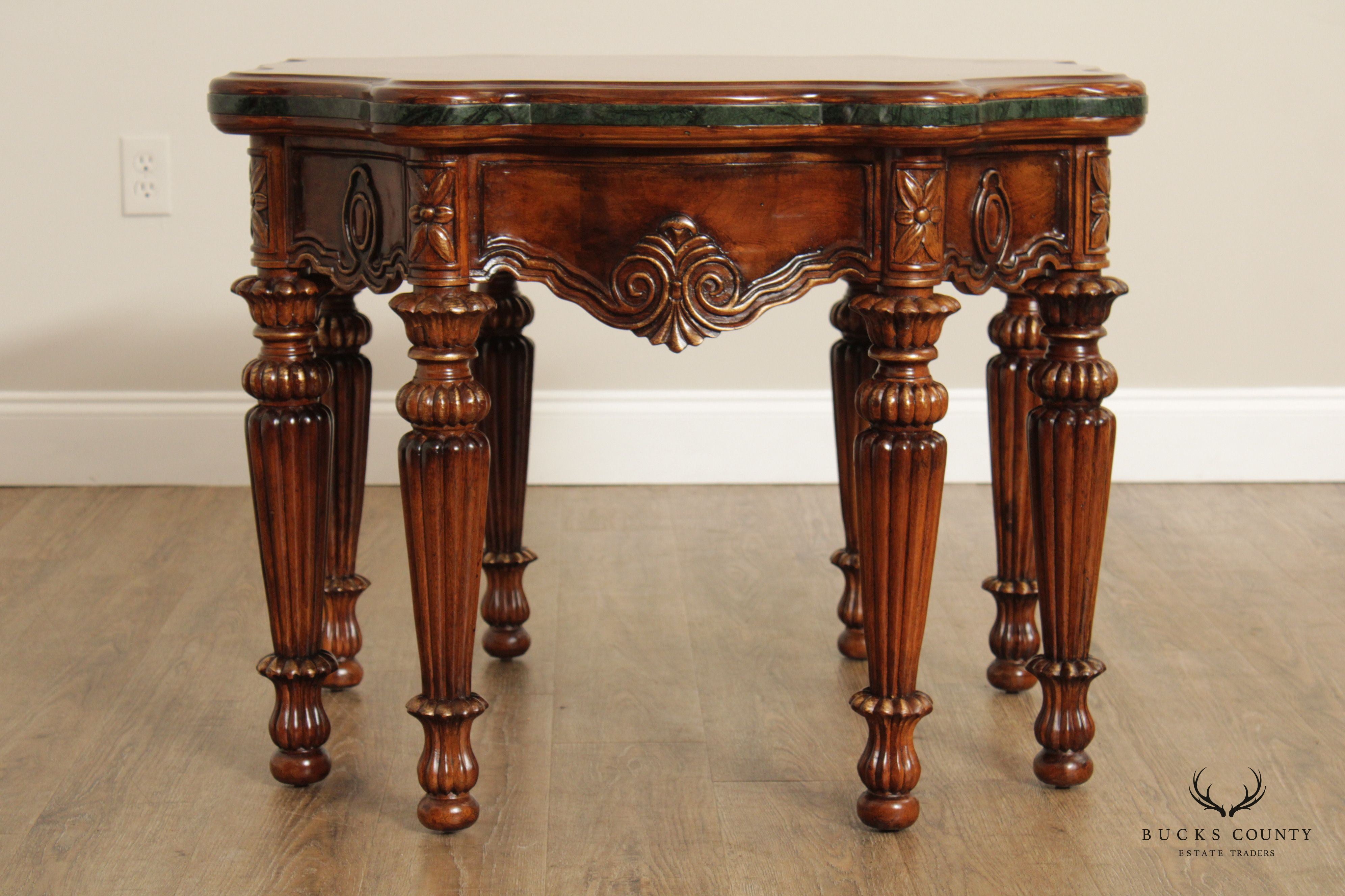 Quality  Louis XVI Style Inlaid Burl Wood Accent Table