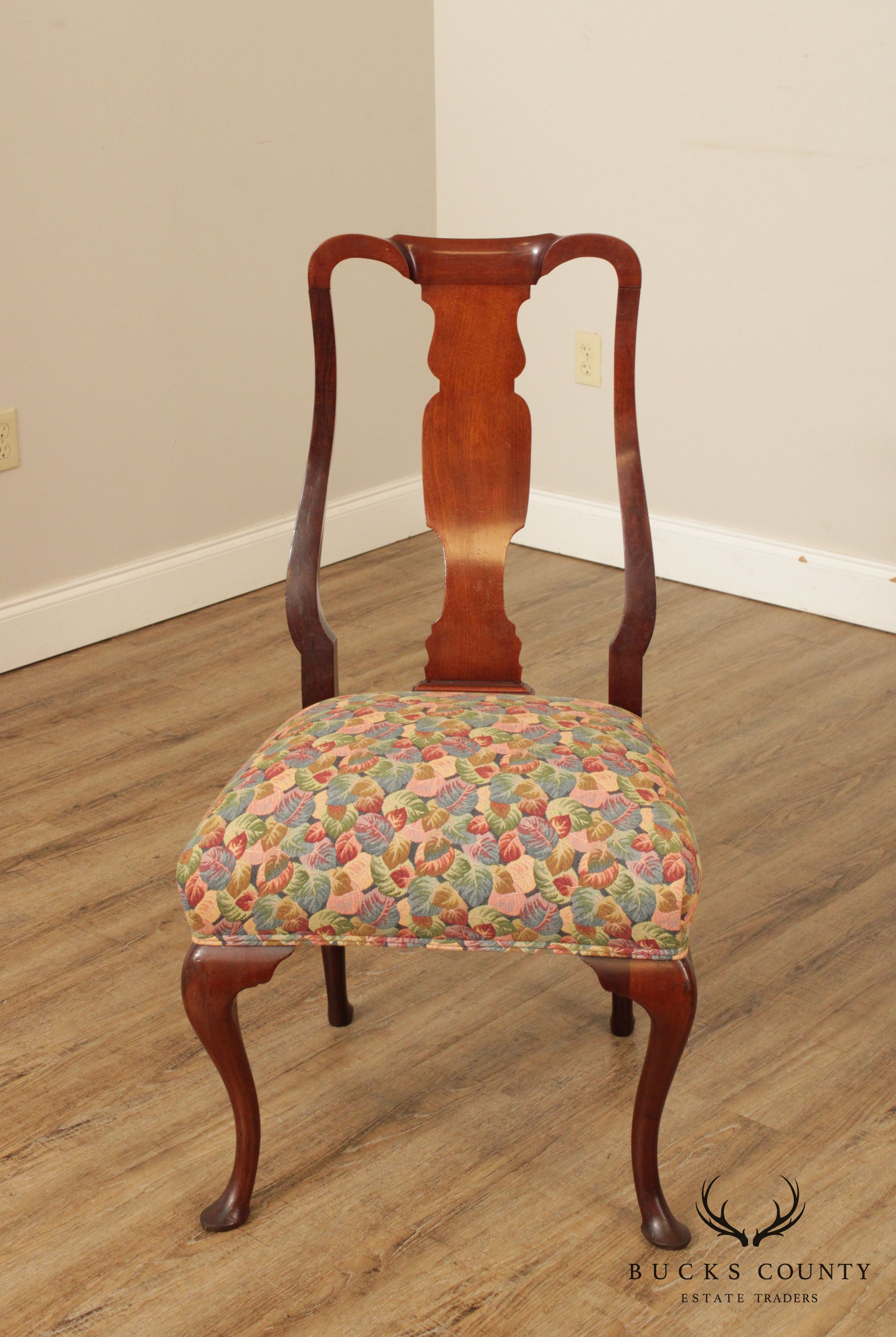 Queen Anne Style Custom Quality Antique Mahogany Side Chair