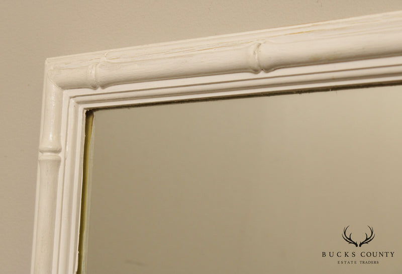 Hollywood Regency Vintage White Painted Faux Bamboo Wall Mirror