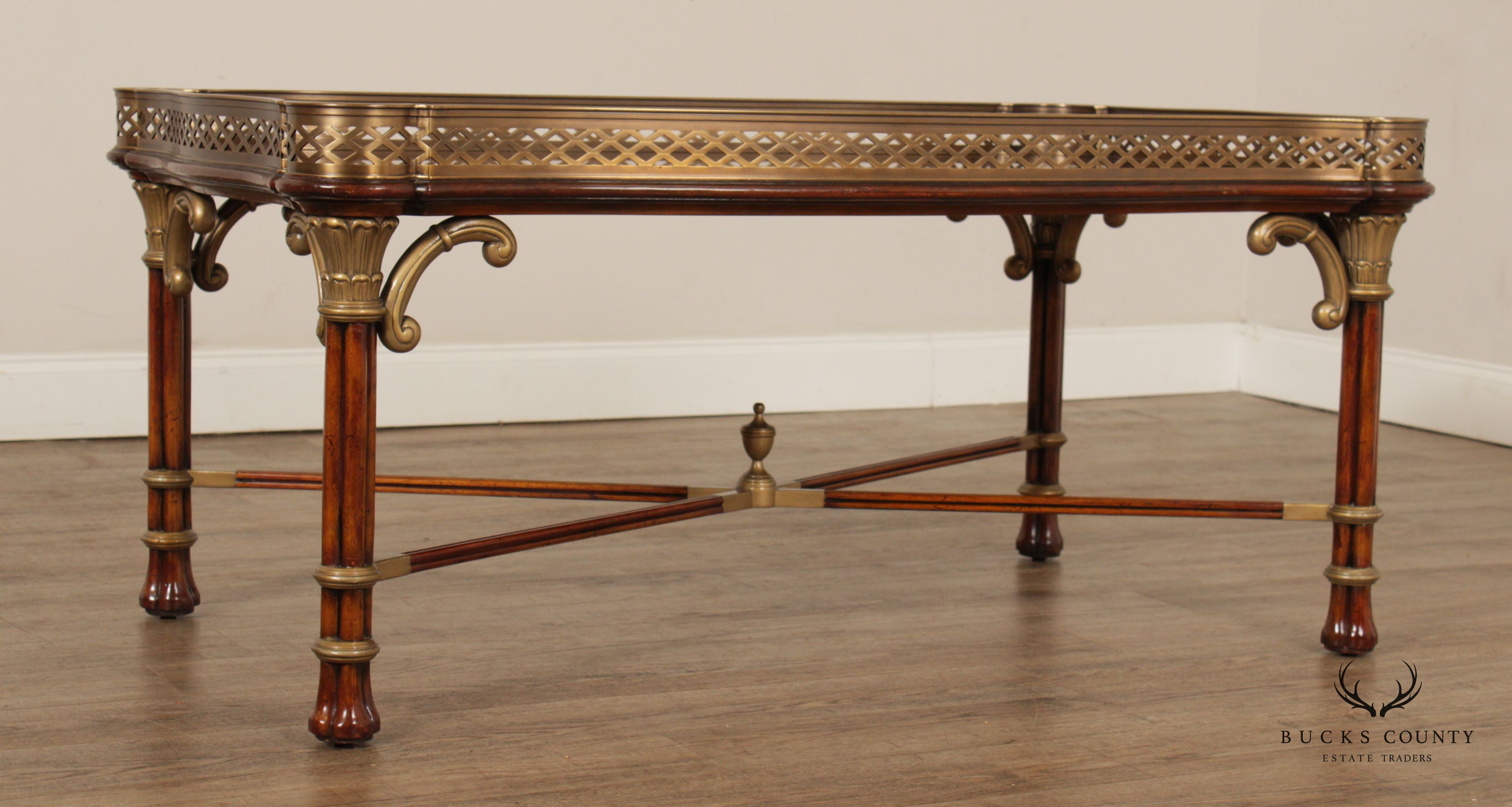 Lillian August For Drexel Heritage Vintage Regency Style Mahogany Cocktail Table