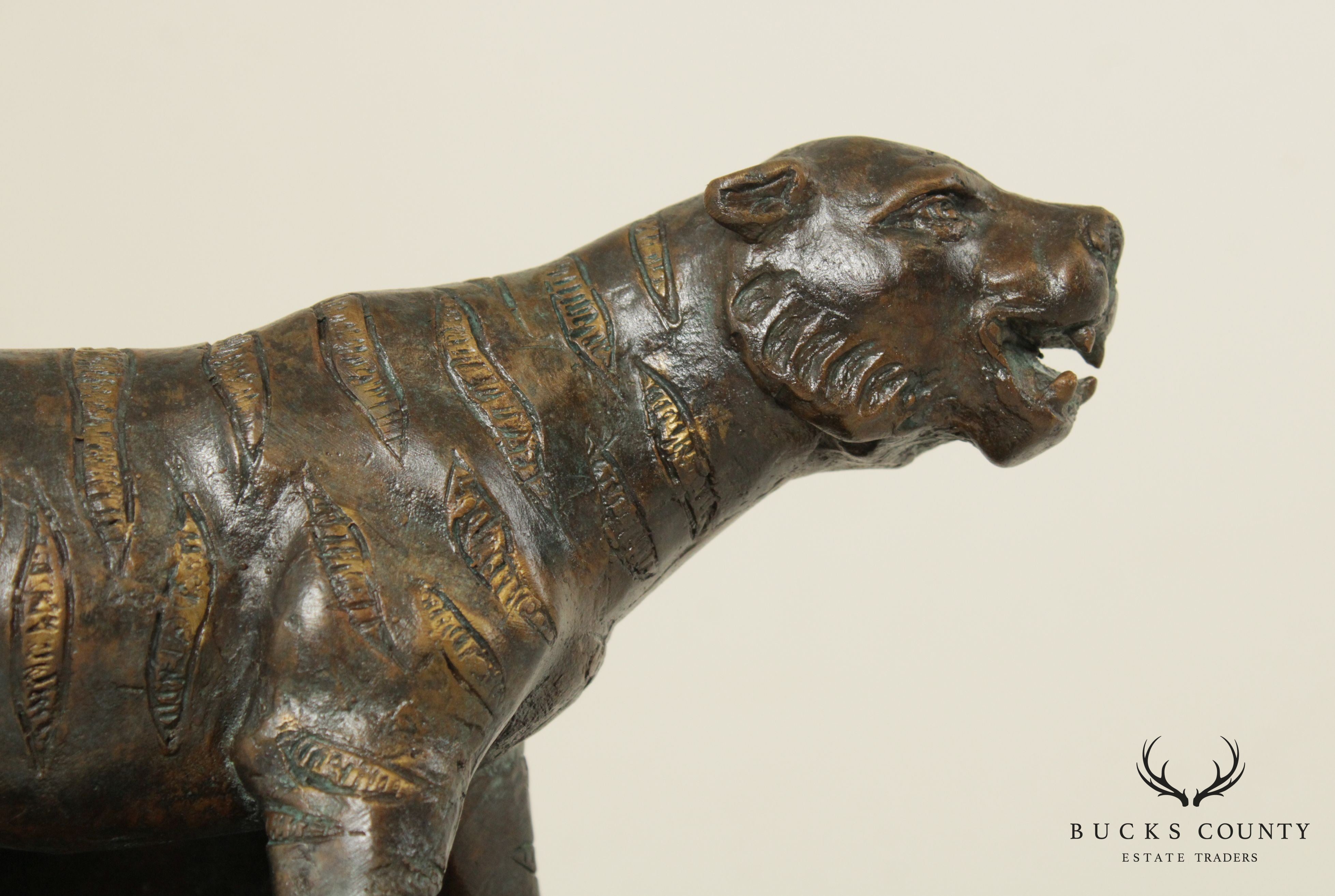 Maitland Smith Bronze Tiger Bookend