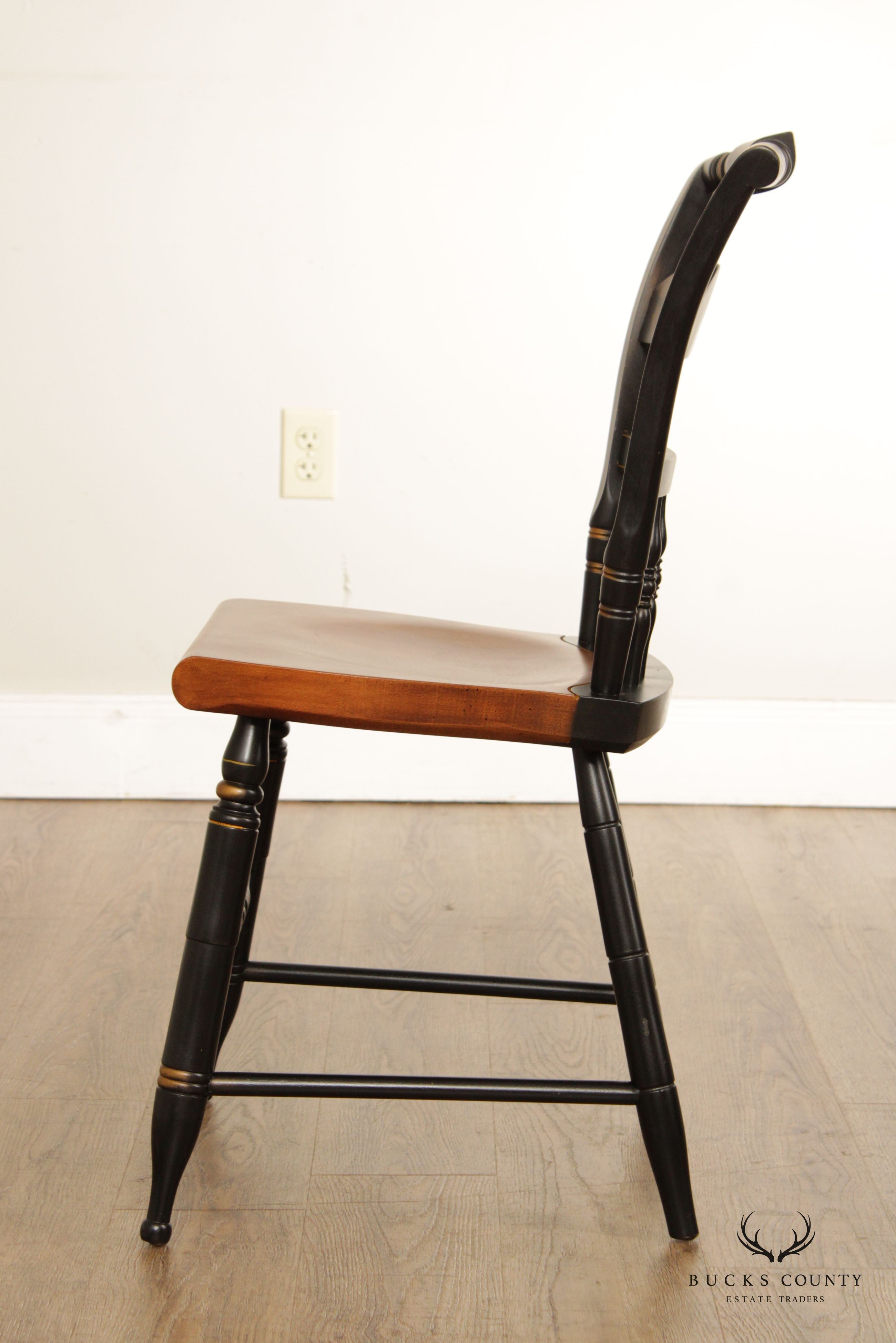 L. Hitchcock Vintage Black and Gold Painted Eagle Chair