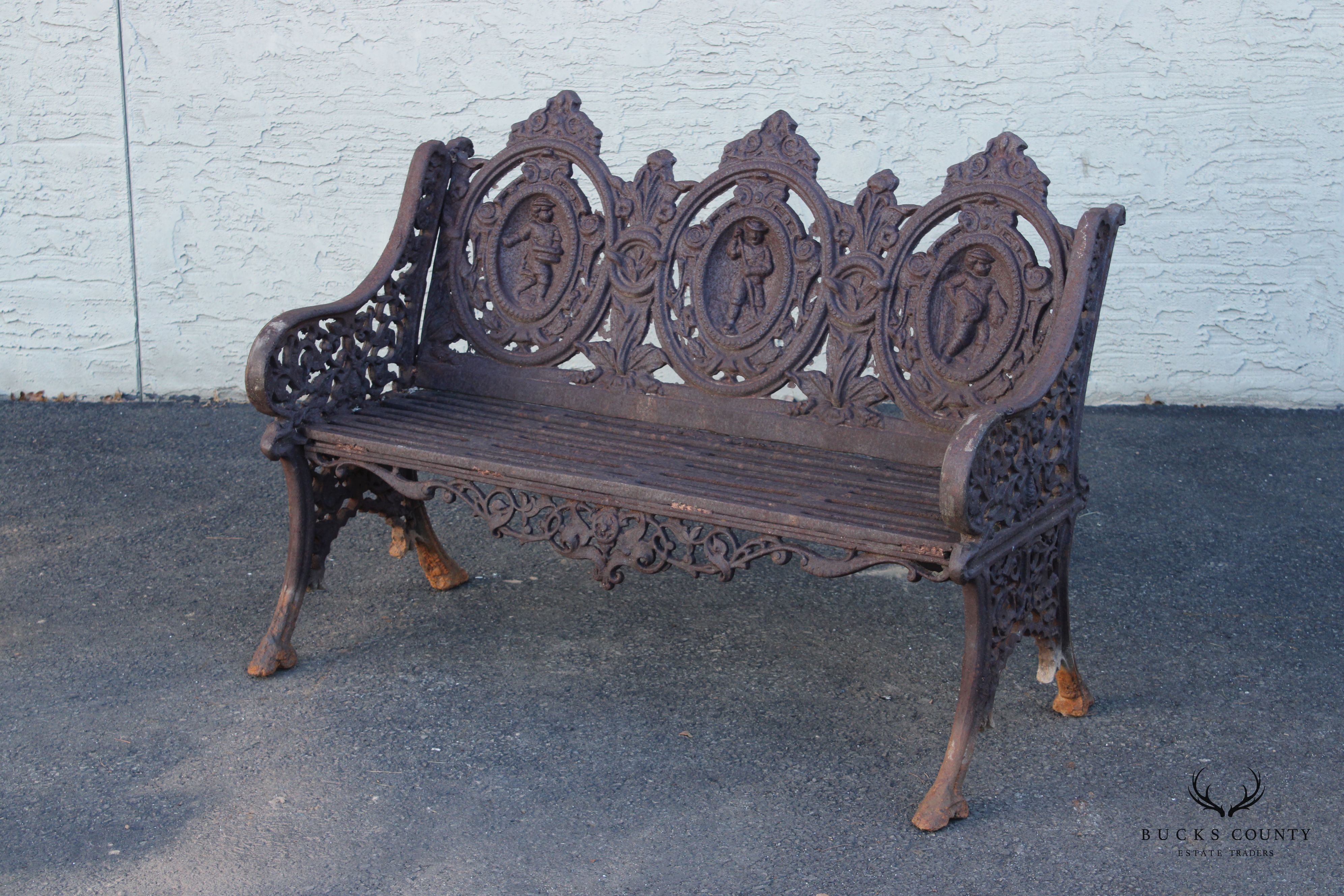 Victorian Style Cast Iron Outdoor Seasons Garden Bench