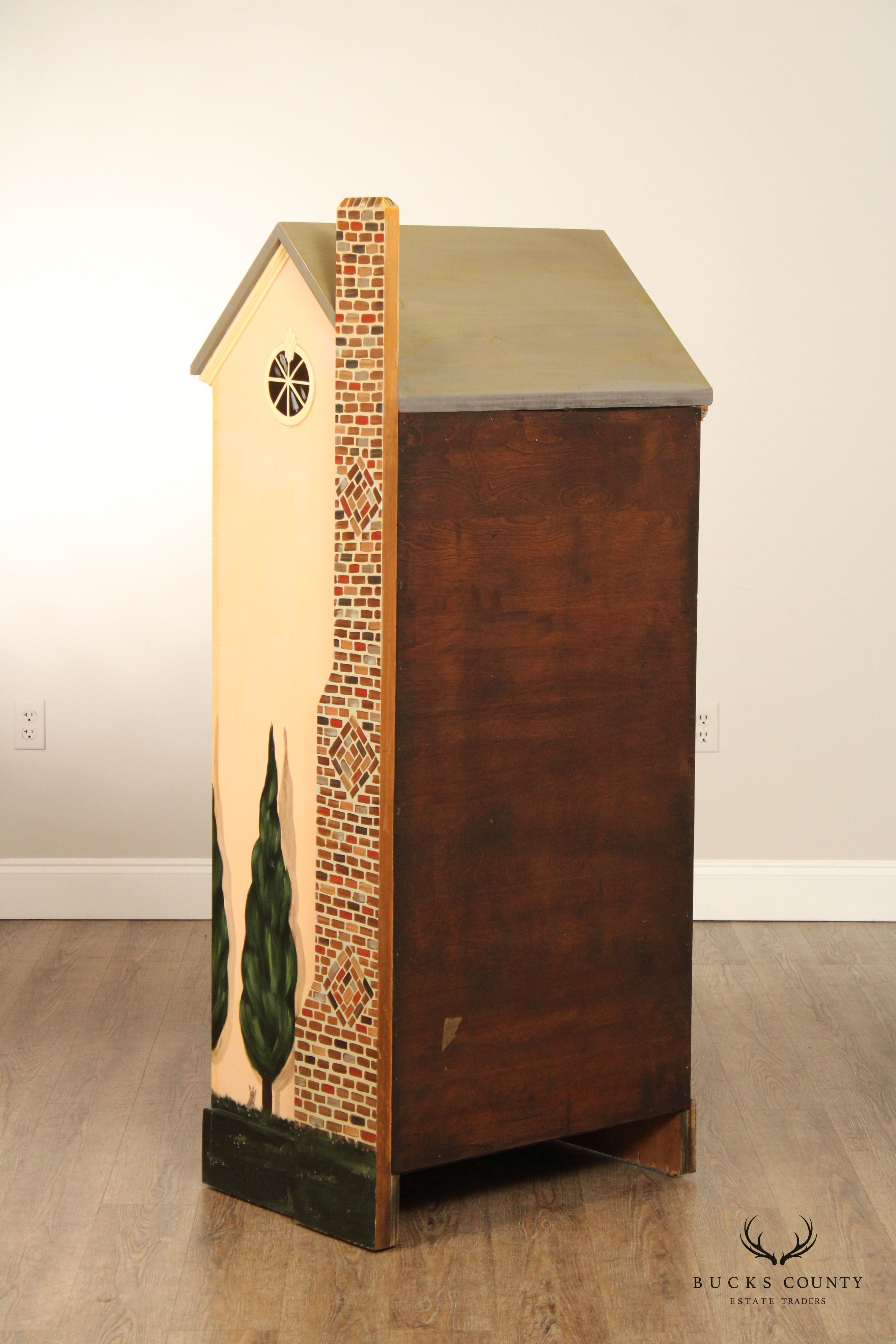 Hand Painted House Storage Cabinet or Bookcase