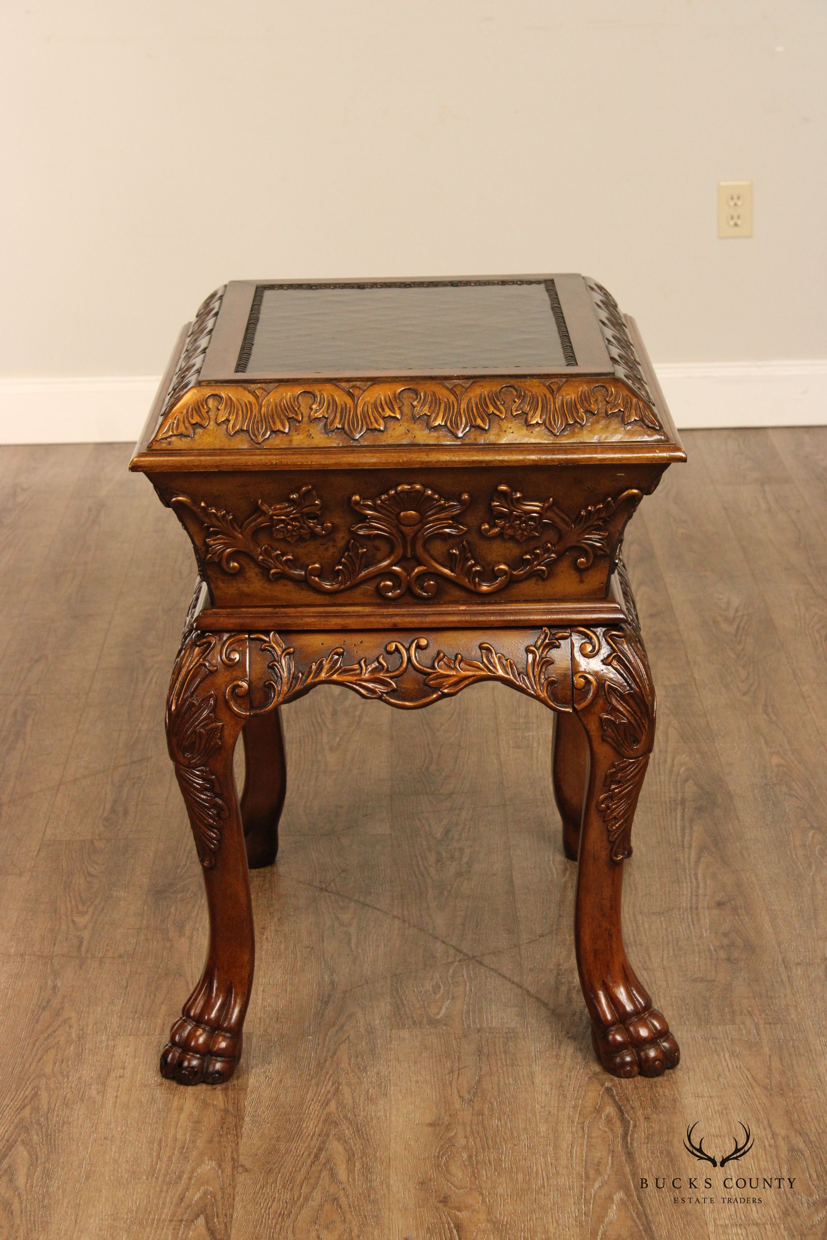 Renaissance Style Carved Chest on Stand