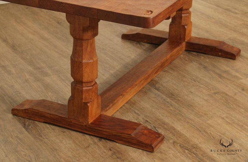 Derek Slater 'Fishman' Arts & Crafts Style Oak Trestle Dining Table