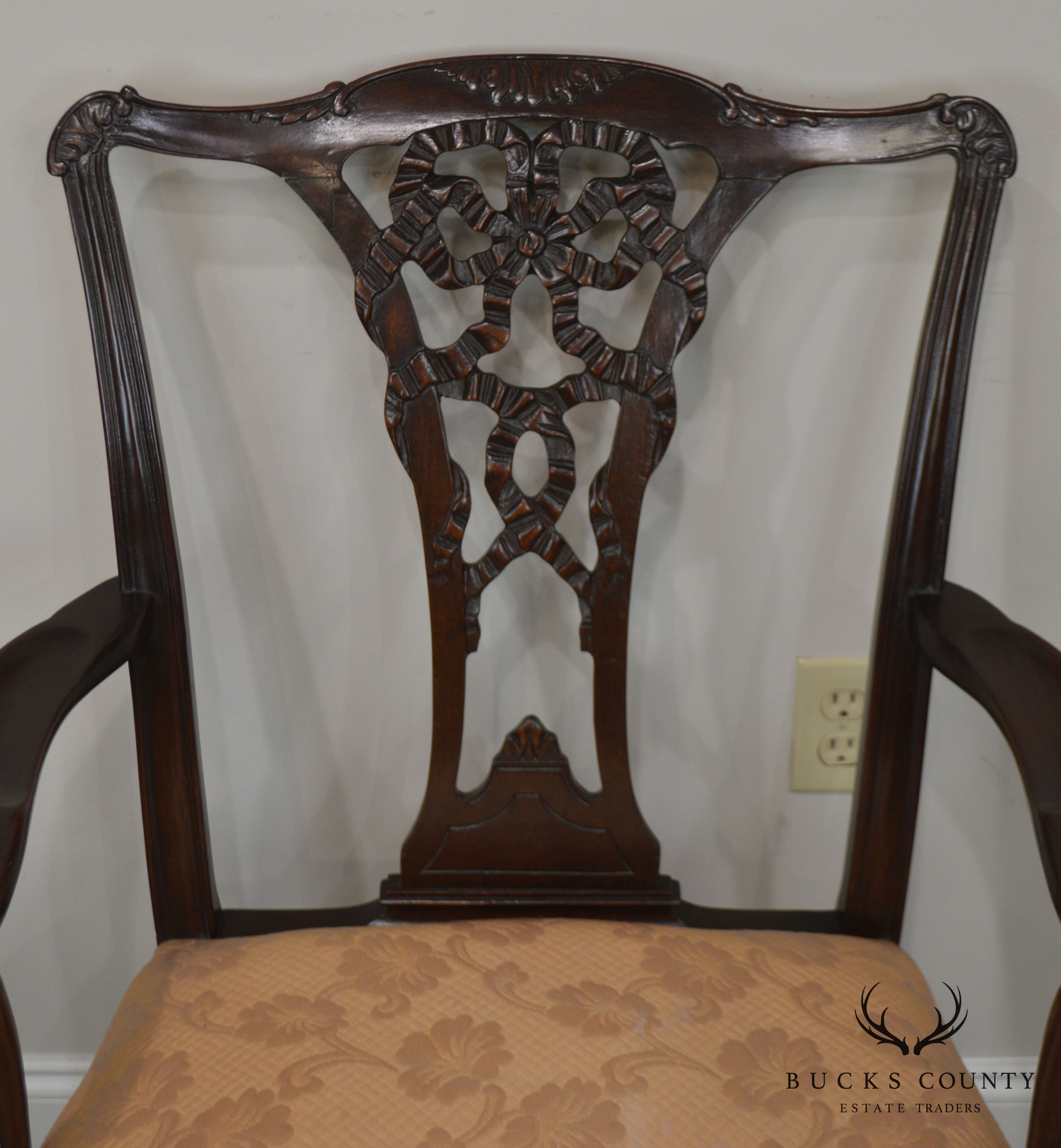 Georgian Style 1930's Mahogany Carved Armchair