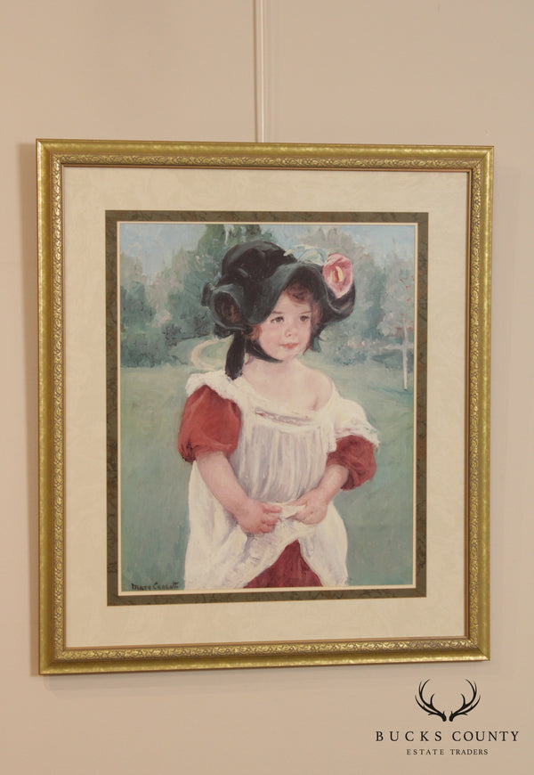 Mary Cassatt Custom Framed Art Print, Springtime Margot Standing in Garden
