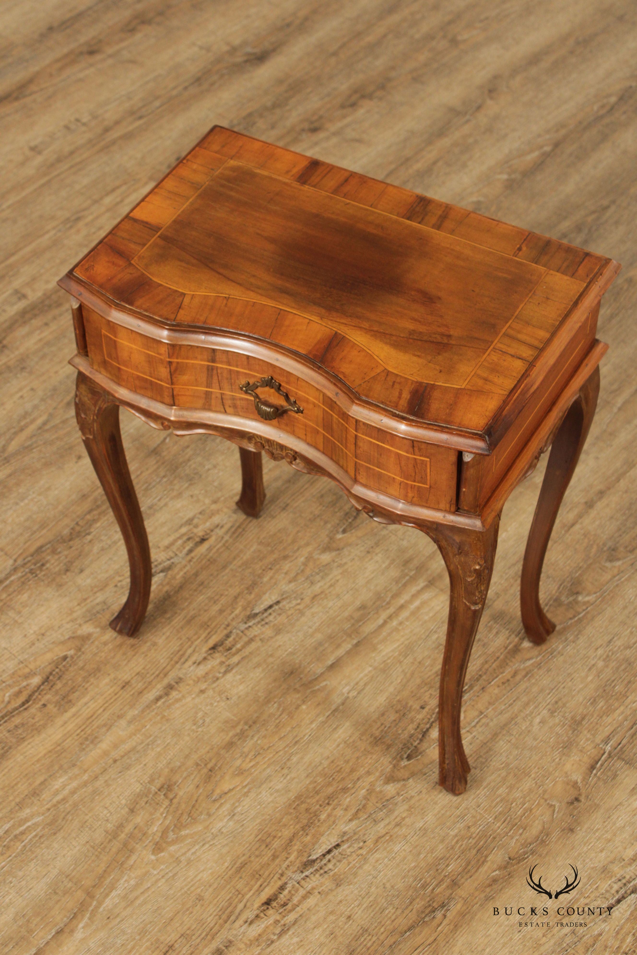 Italian Provincial Walnut Single Drawer Nightstand