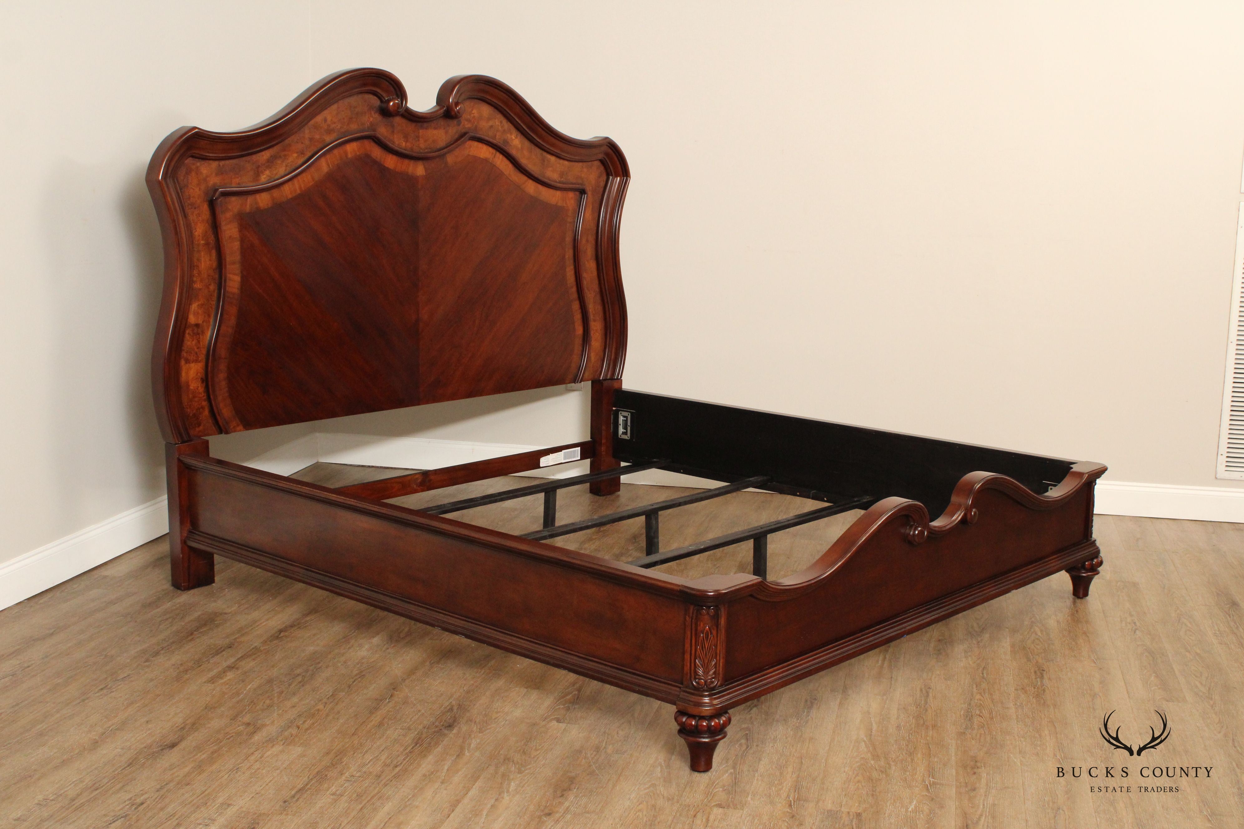 Italian Rococo Style Carved Cherry King Size Bed