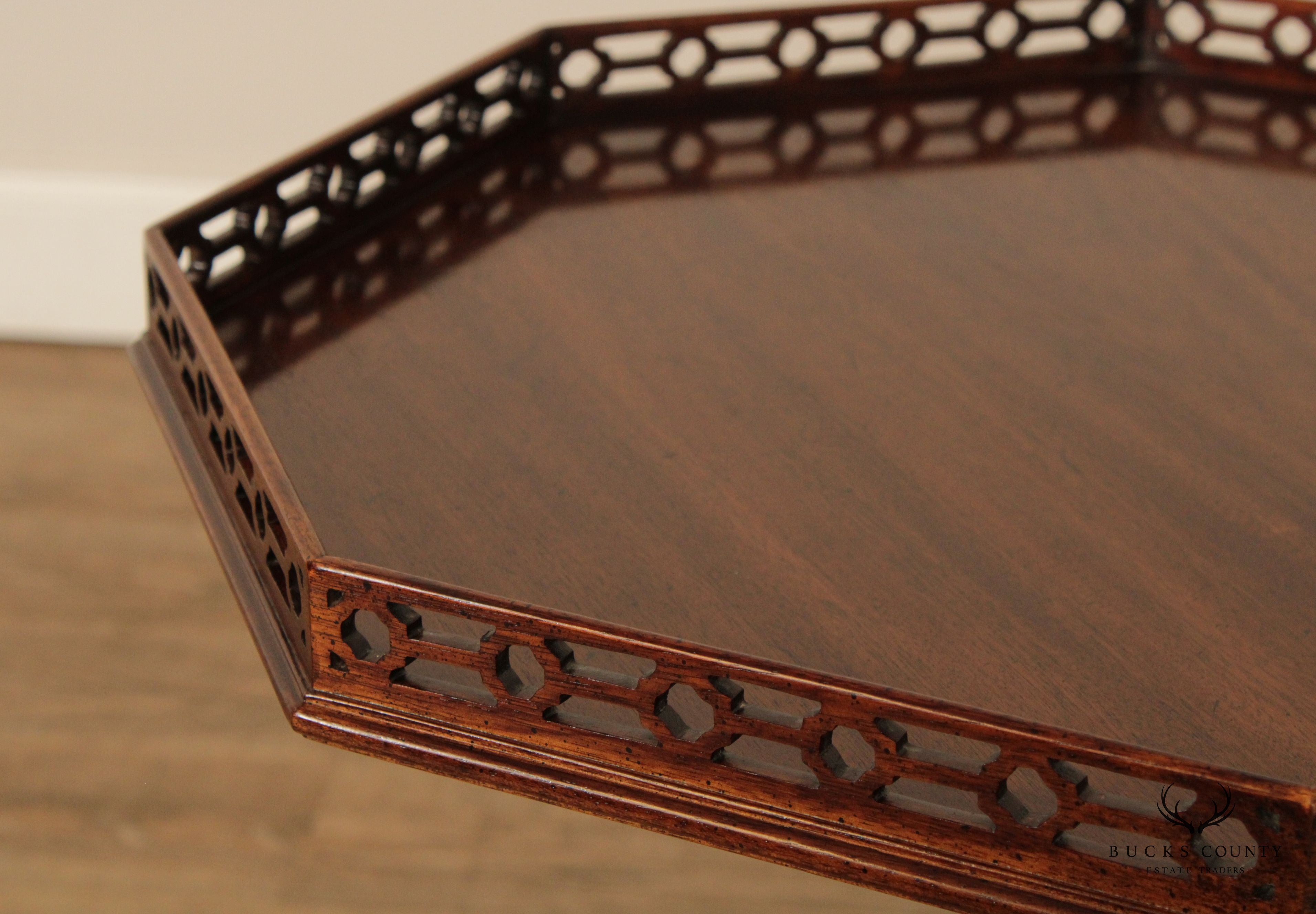 Rococo Style Octagonal Carved Mahogany Side Table