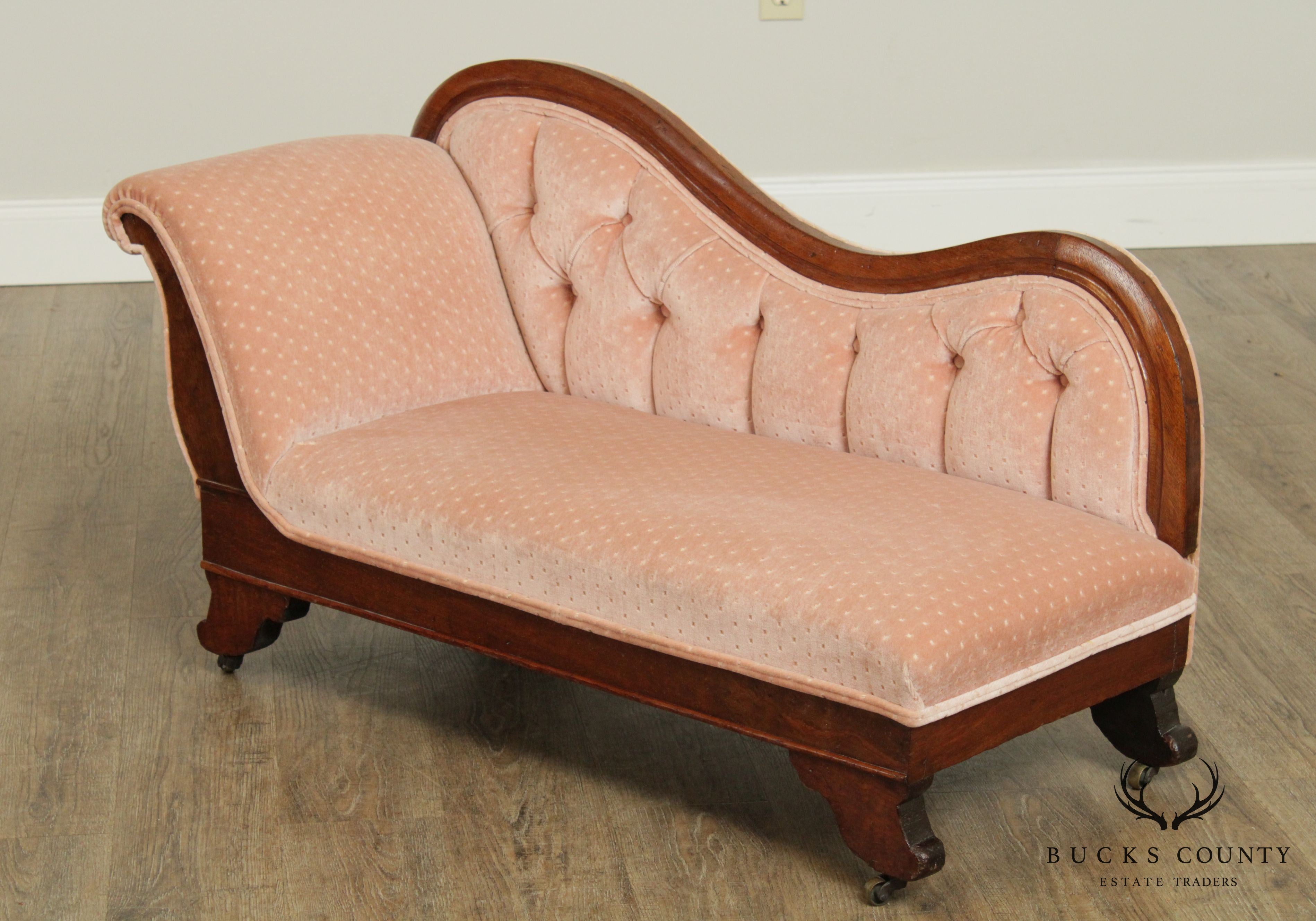 Antique 19th Century Victorian Walnut Childs Chaise Lounge