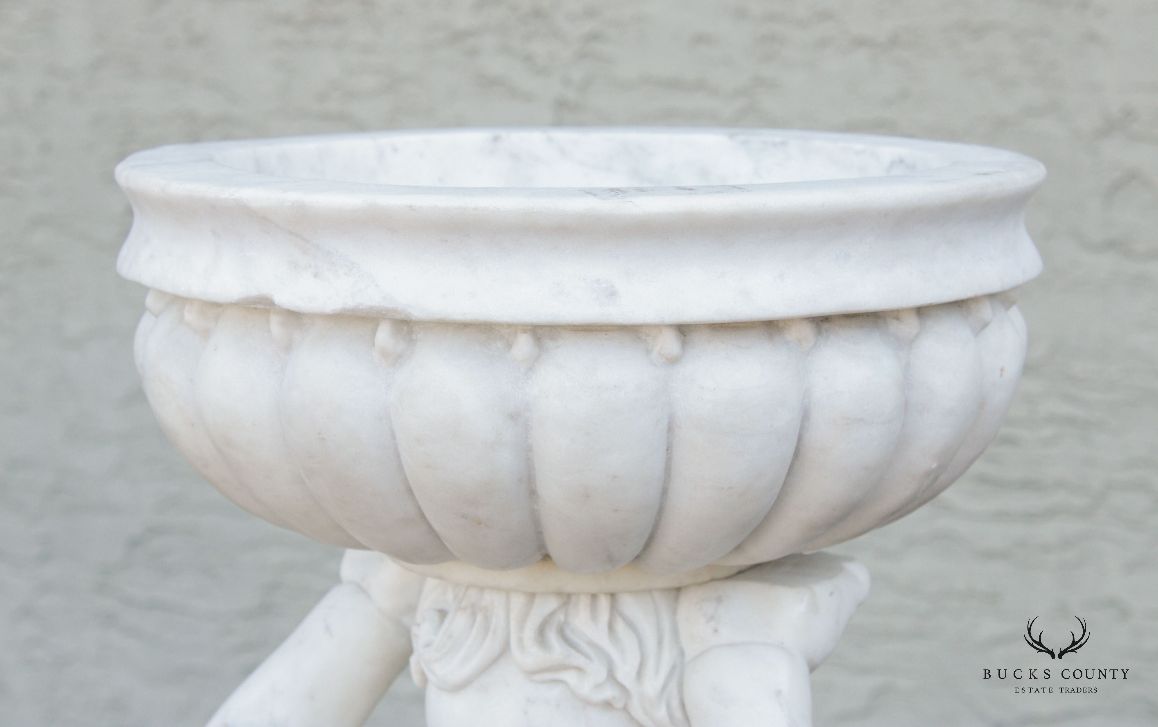 Neoclassical Style Figural Carved Marble Garden Planter