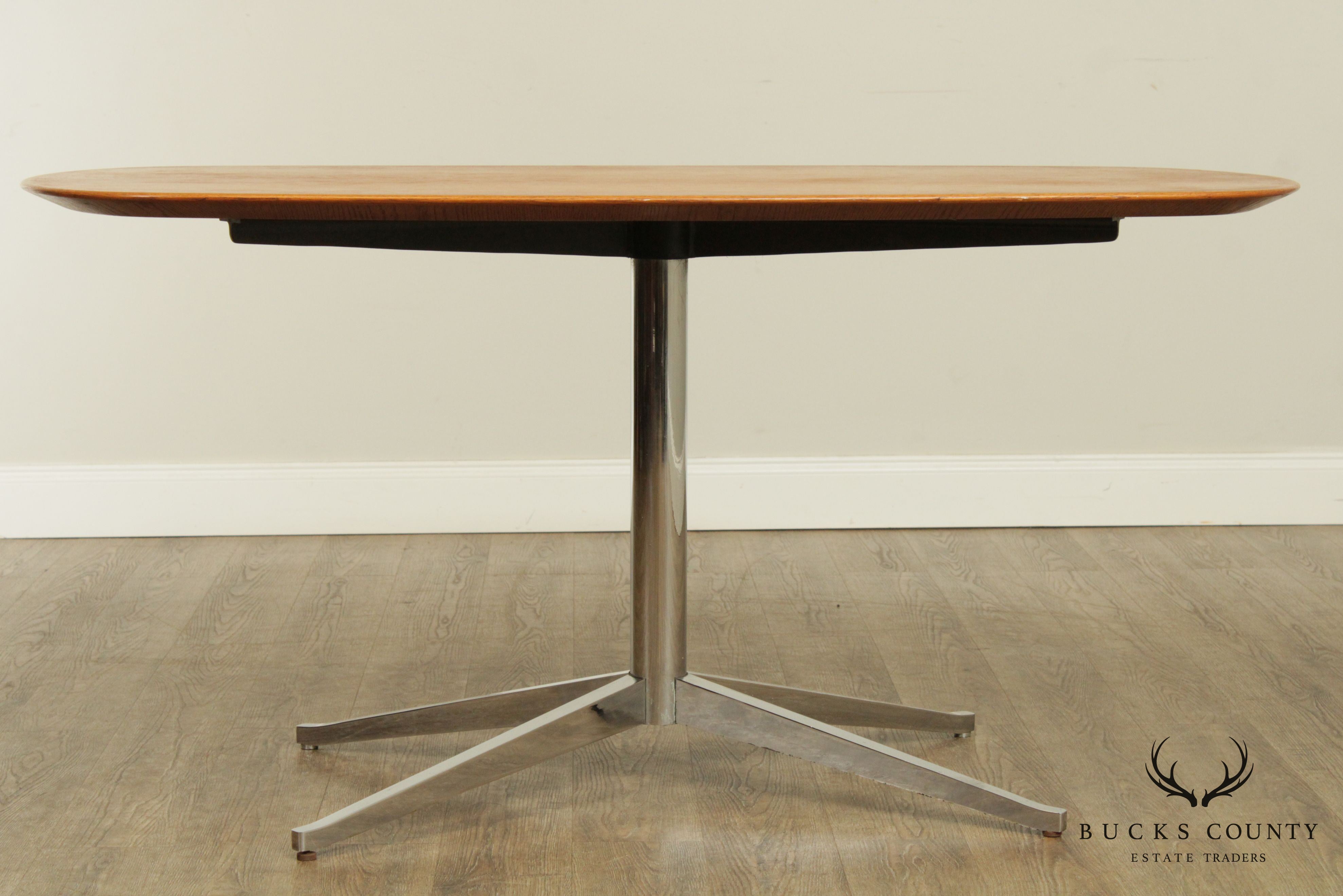 Knoll Oval Walnut and Chrome Table