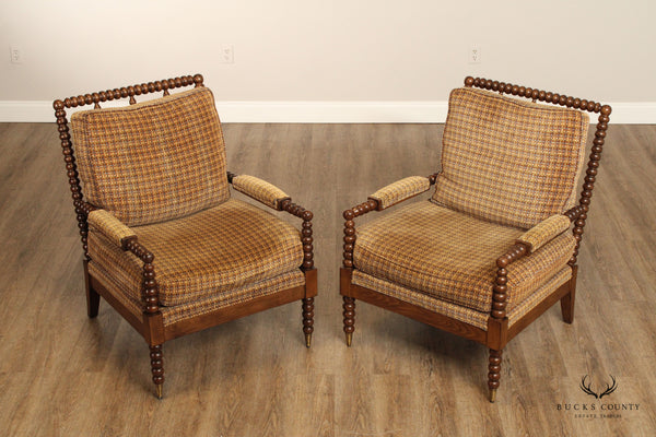 Wesley Hall Quality Pair of Bobbin Turned 'Marshall' Armchairs