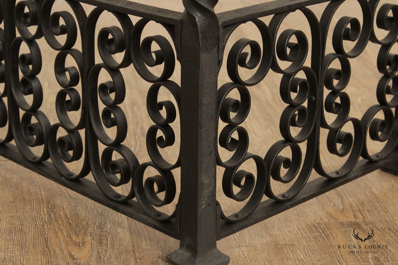 Gothic Revival Vintage Wrought Iron Fireplace Fender