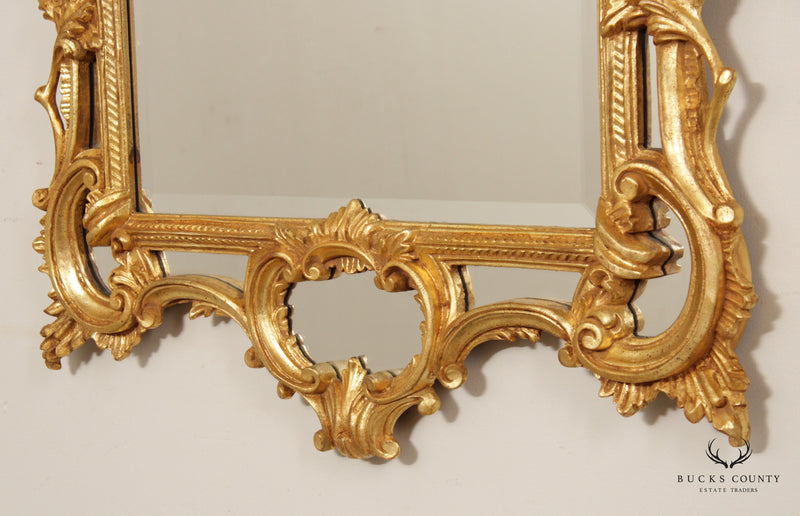 LaBarge Vintage Italian Rococo Large Carved Giltwood Wall Mirror