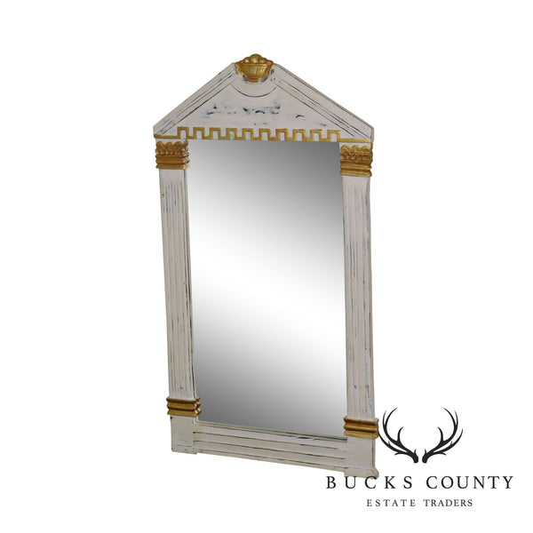 Neo Classical Style White & Gold Painted Vintage Wall Mirror