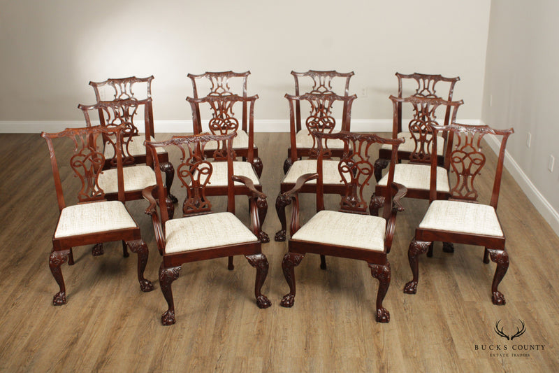 Baker Furniture Stately Homes Set of 12 Mahogany Chippendale Dining Chairs