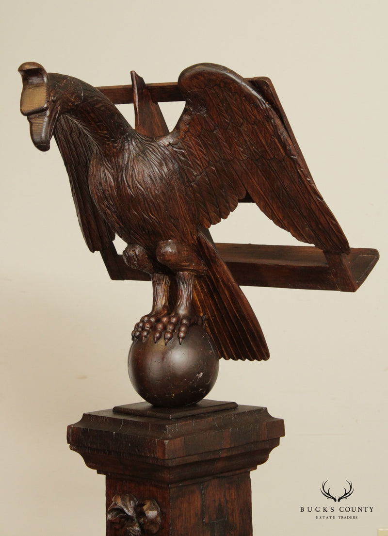 Antique 18th Century Black Forest Style Eagle Carved Oak and Pine Lectern