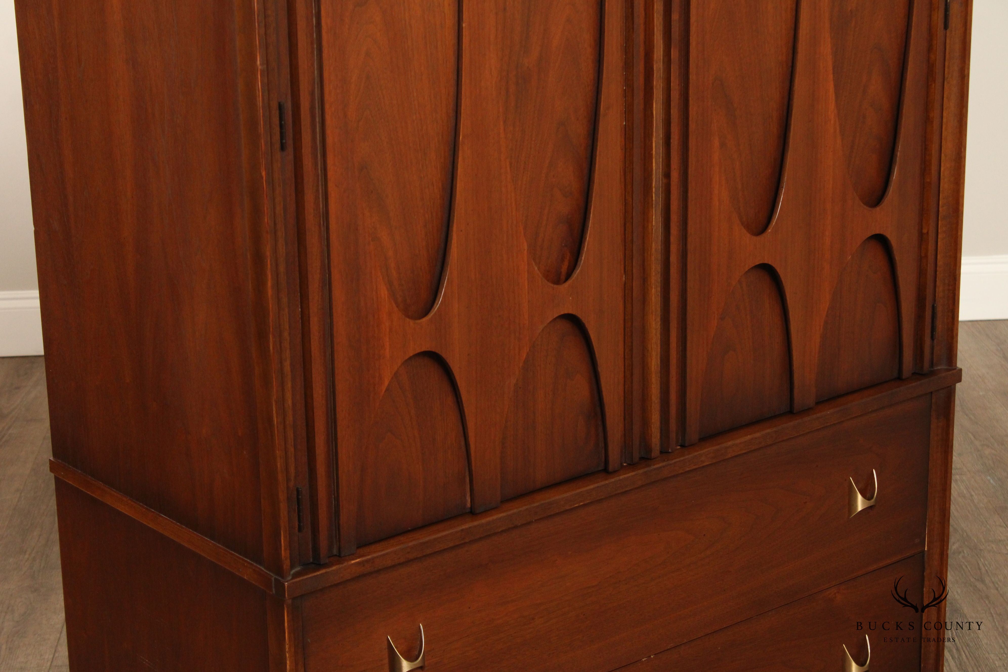 BROYHILL BRASILIA MID CENTURY MODERN WALNUT GENTLEMAN'S CHEST ARMOIRE