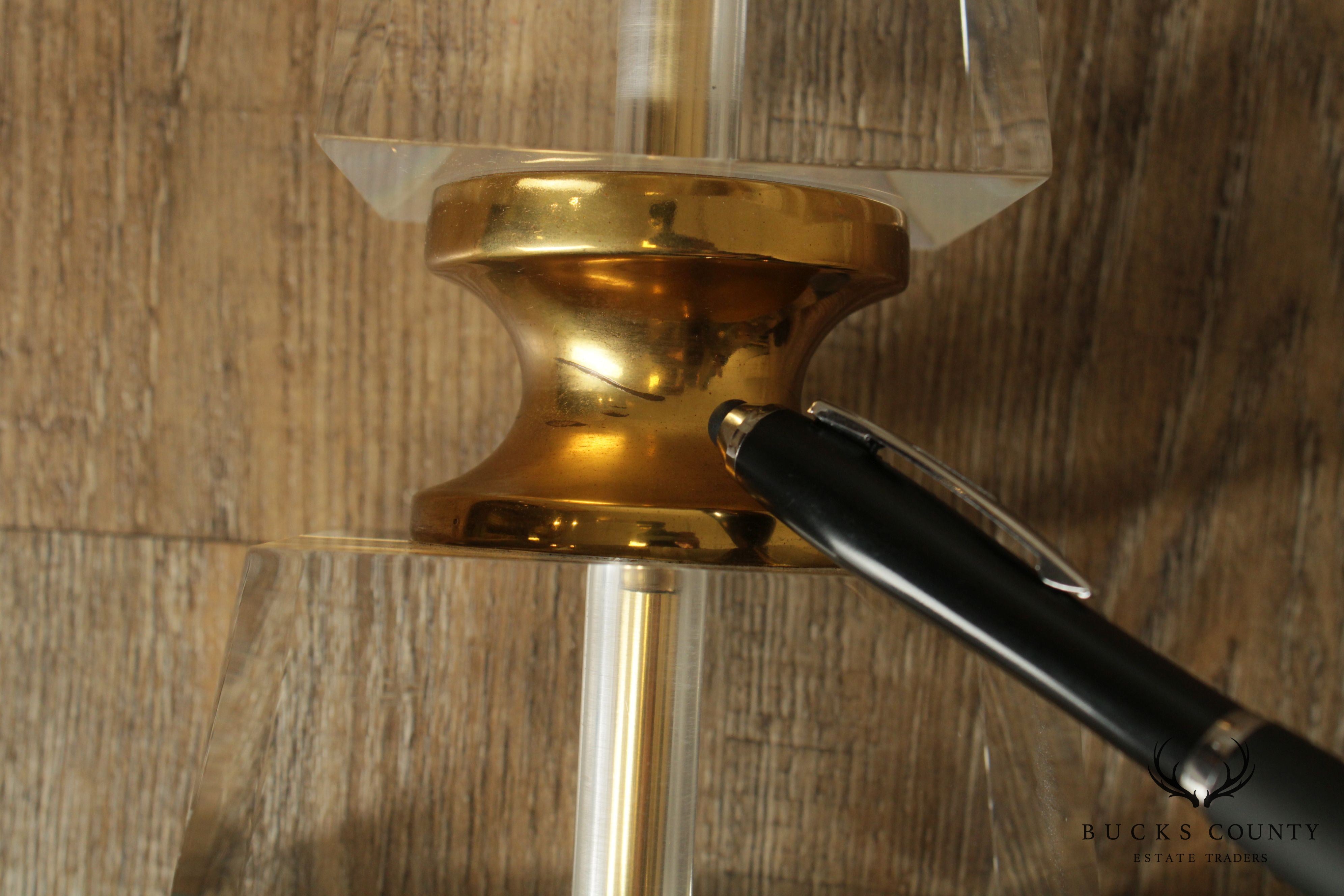 Quality Luerte and Brass Obelisk Table Lamp