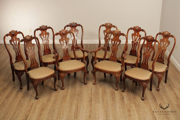 Henredon Philadelphia Queen Anne Carved Set Ten Dining Chairs