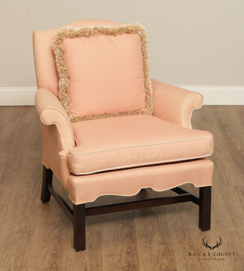 George III Style Custom Quality Upholstered Library Armchair
