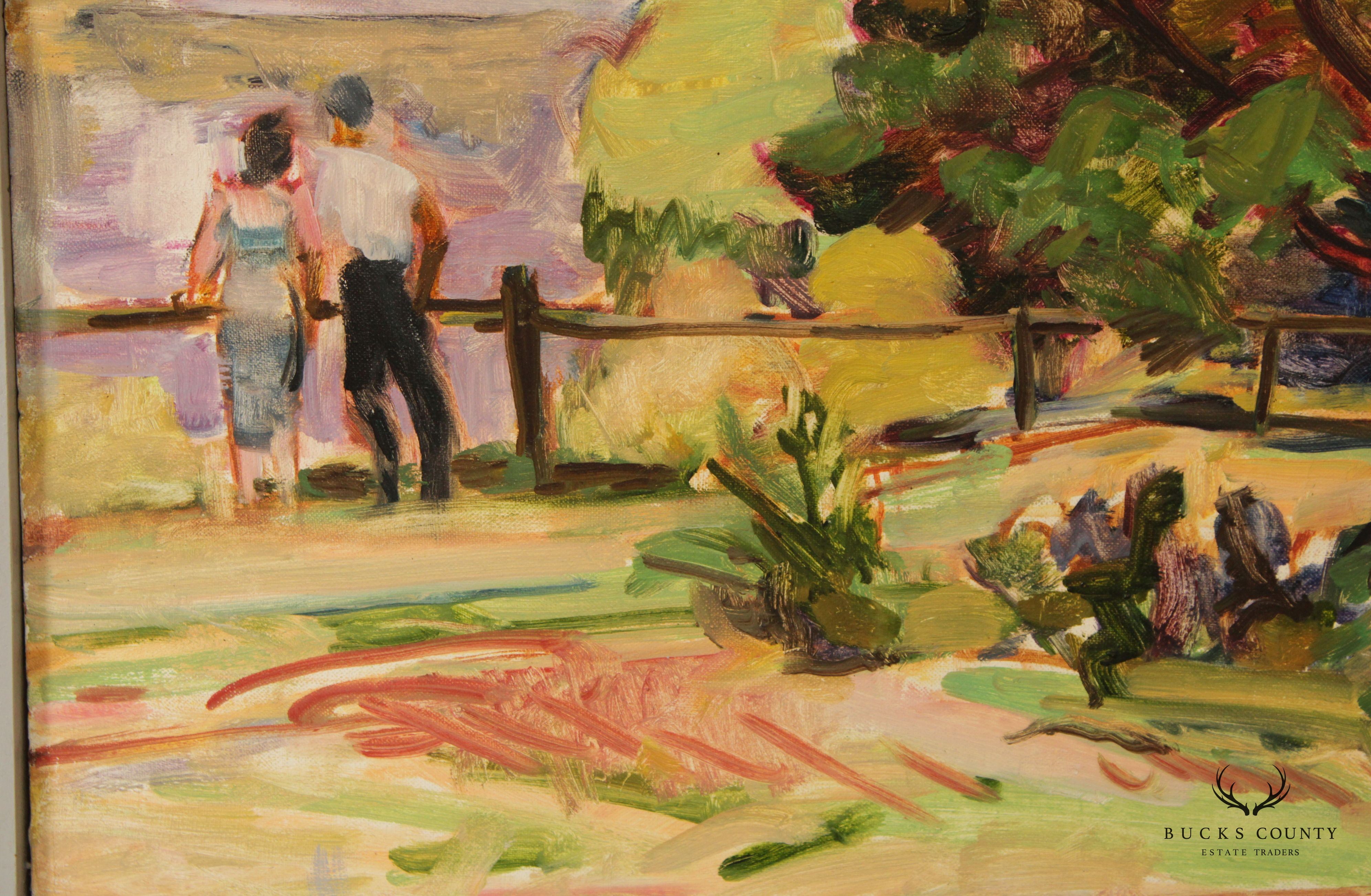 Anthony A. Ferrara 'Couple by River' Original Oil Painting