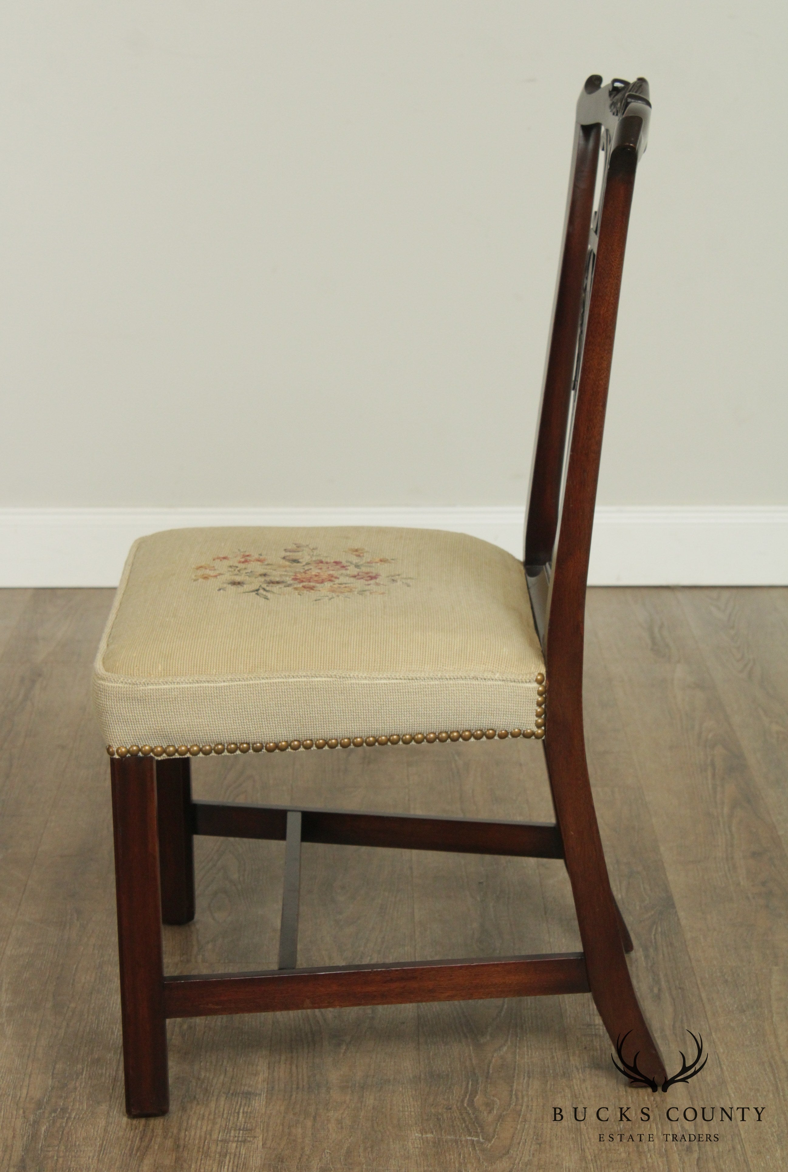 1940's Vintage Set 8 Chippendale Style Custom Mahogany Dining Chairs