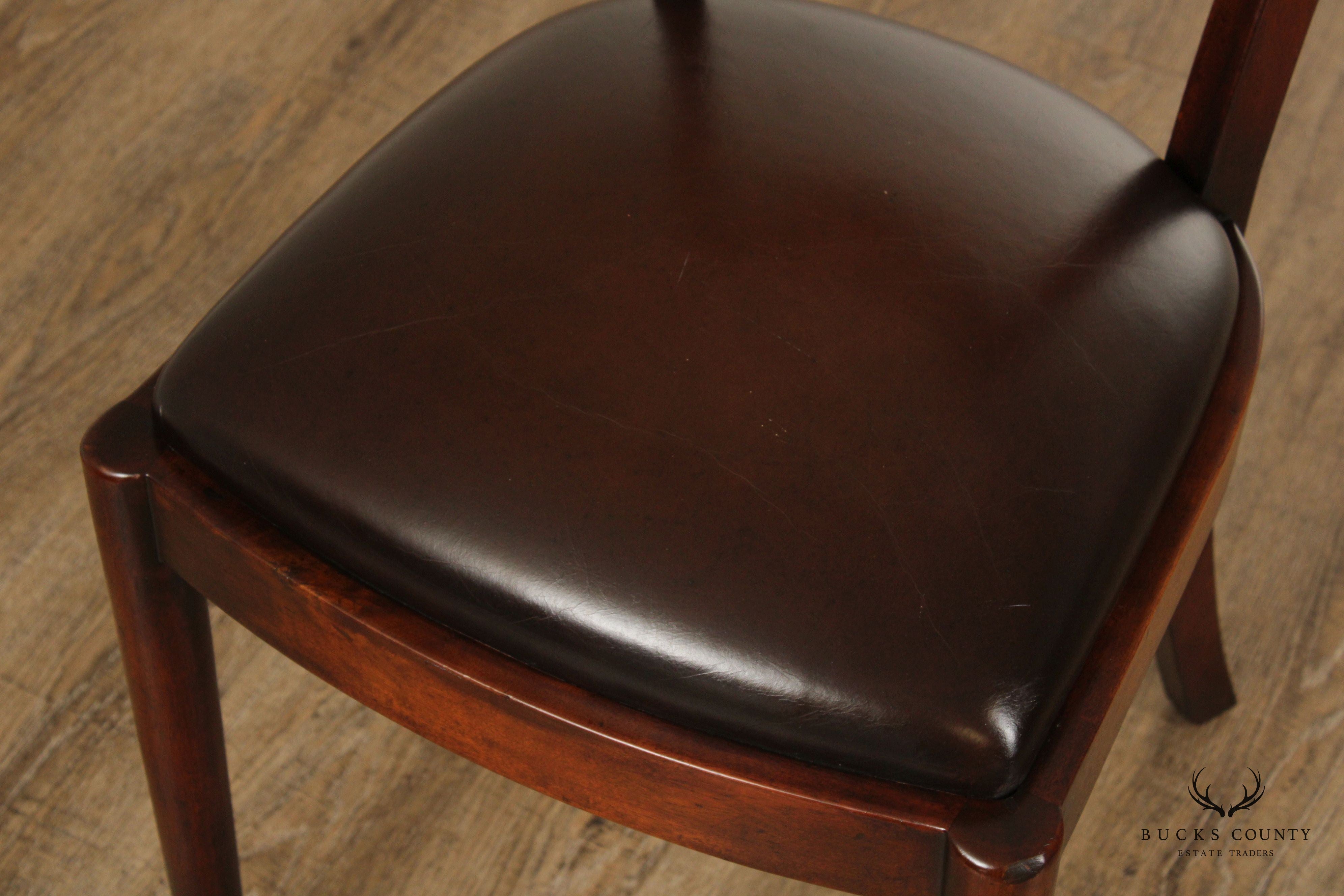 Regency Style Wood and Leather Side Chair