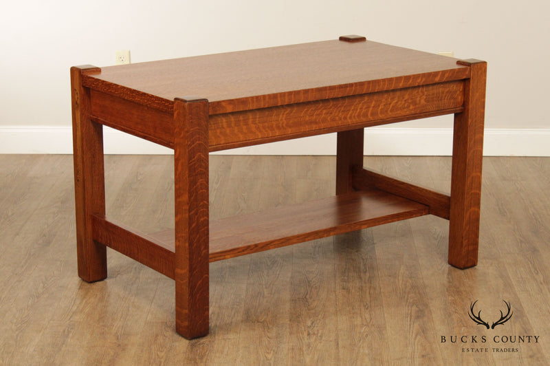 Antique Mission Oak Two Drawer Library Table