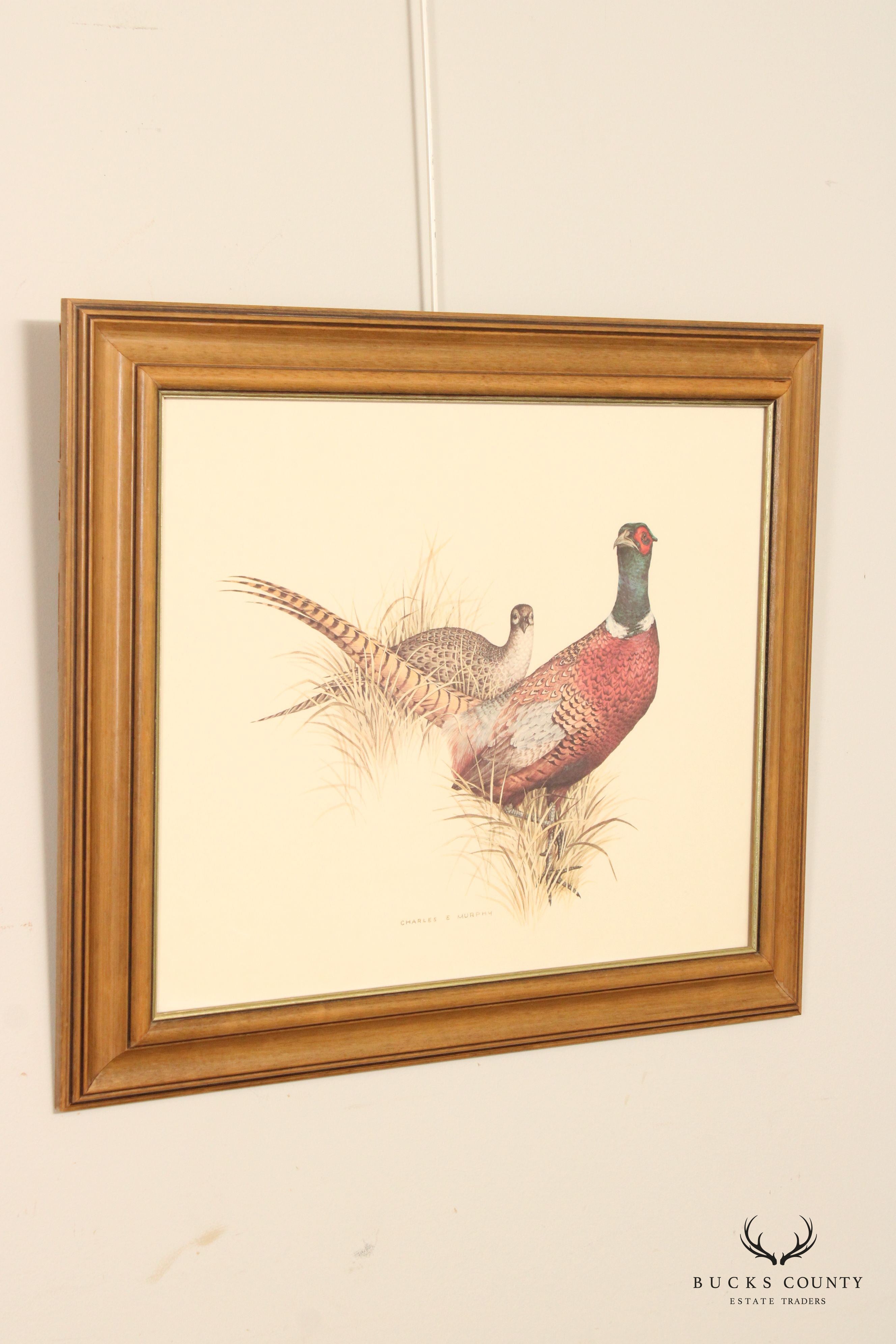 Charles E. Murphy 'Ring Neck Pheasant' Lithograph, Custom Framed