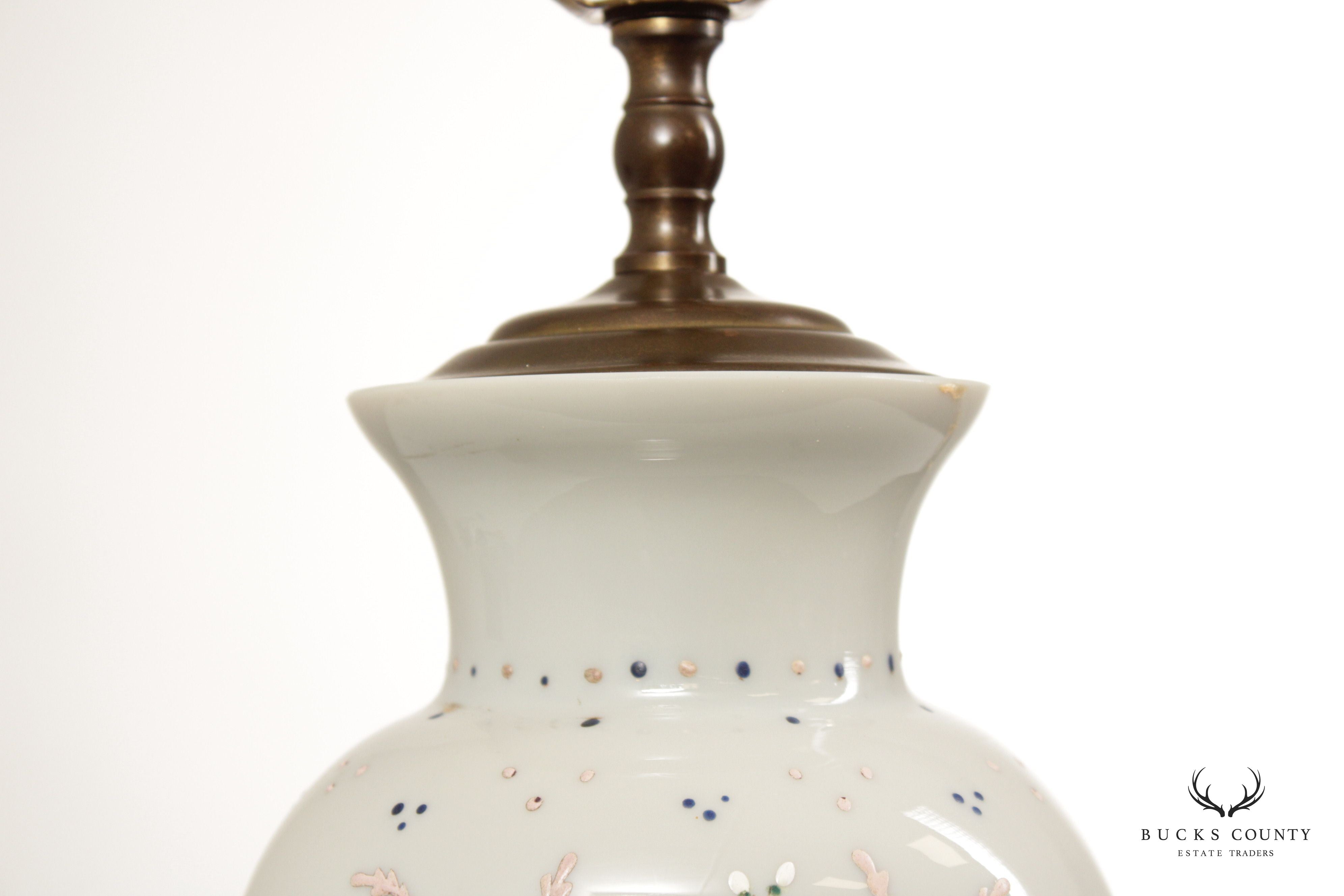 Bristol Hand Painted Enameled Glass Vase Table Lamp