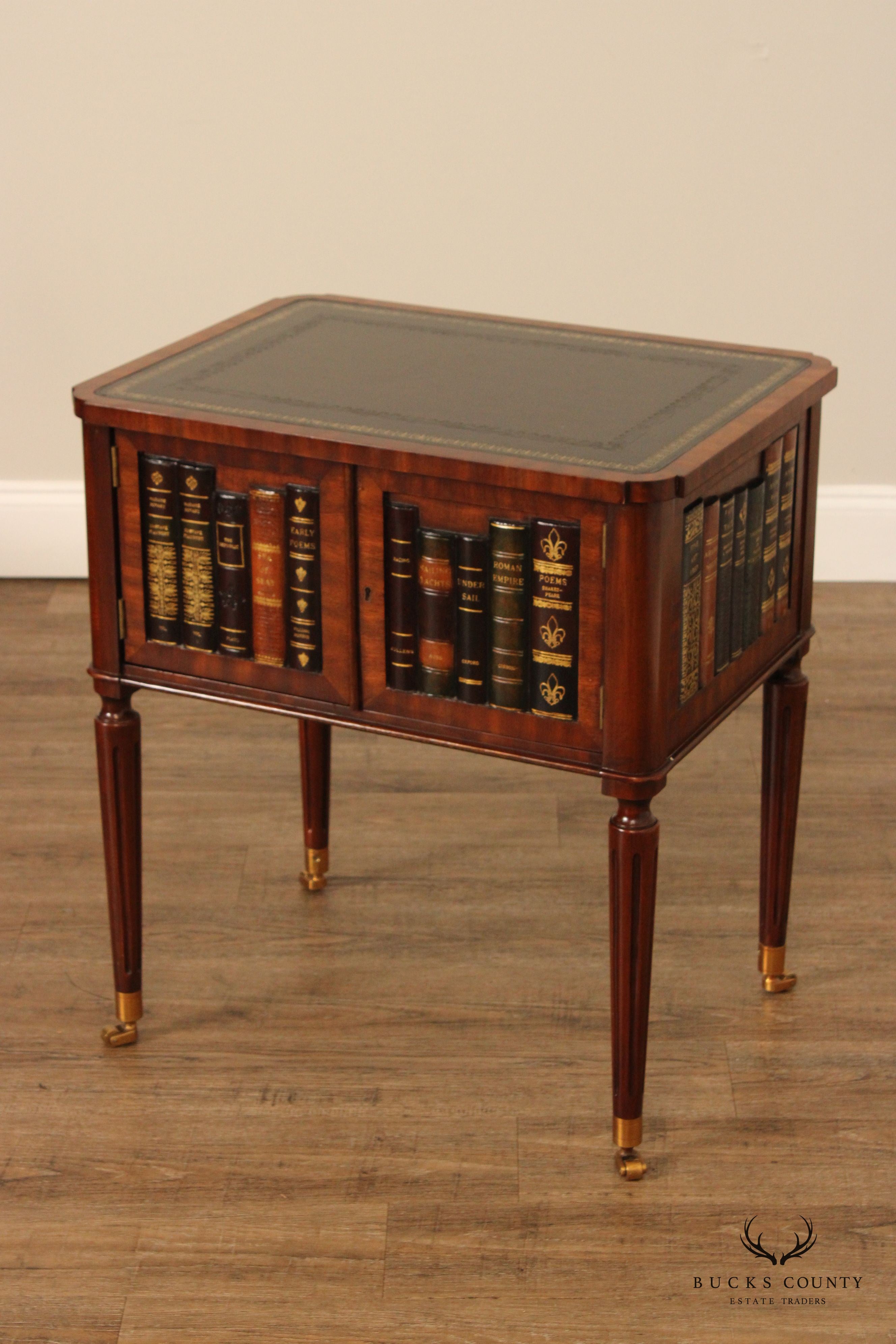 Maitland Smith Mahogany Faux Book End Table Cabinet