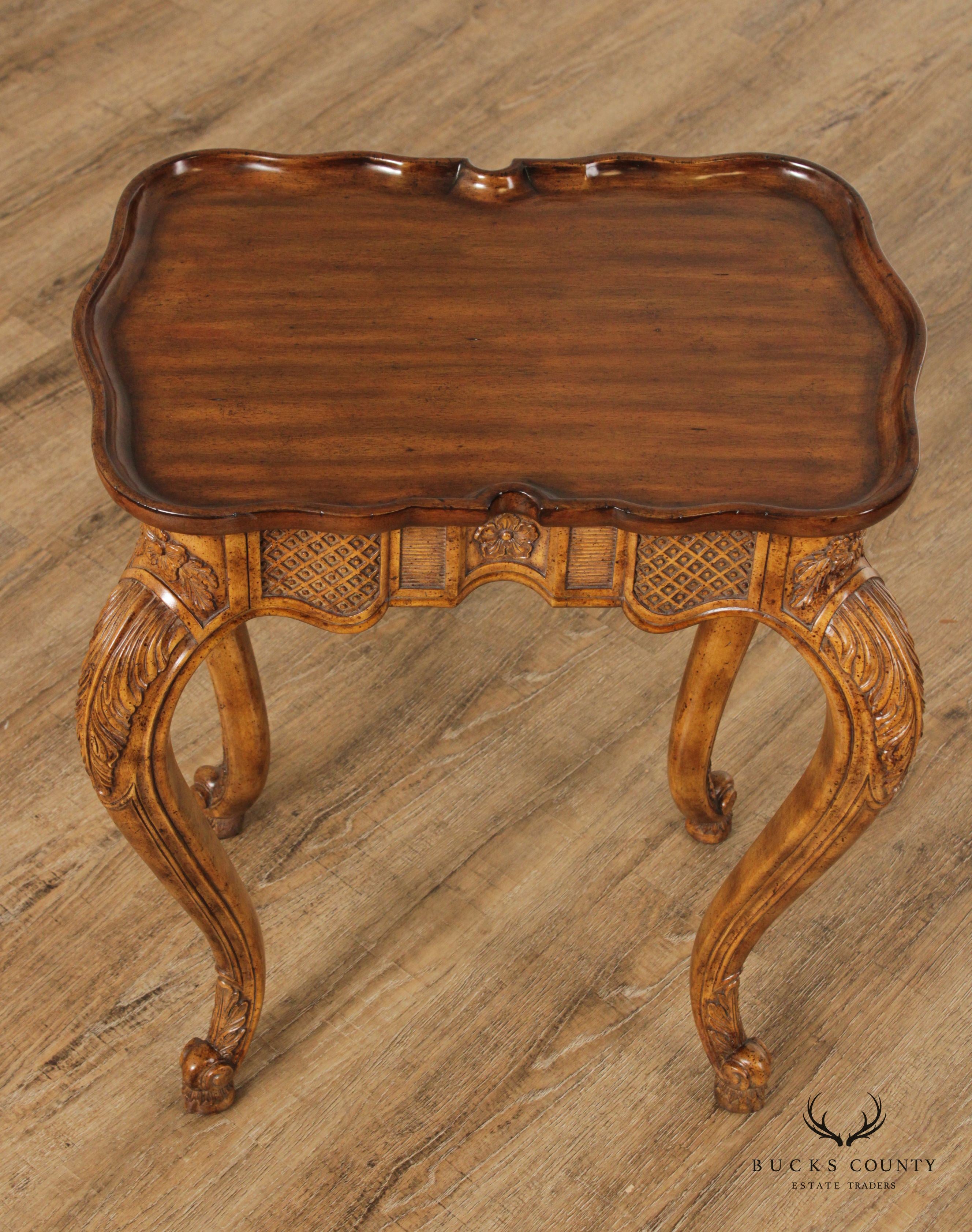 Maitland Smith French Provincial Carved Side Table