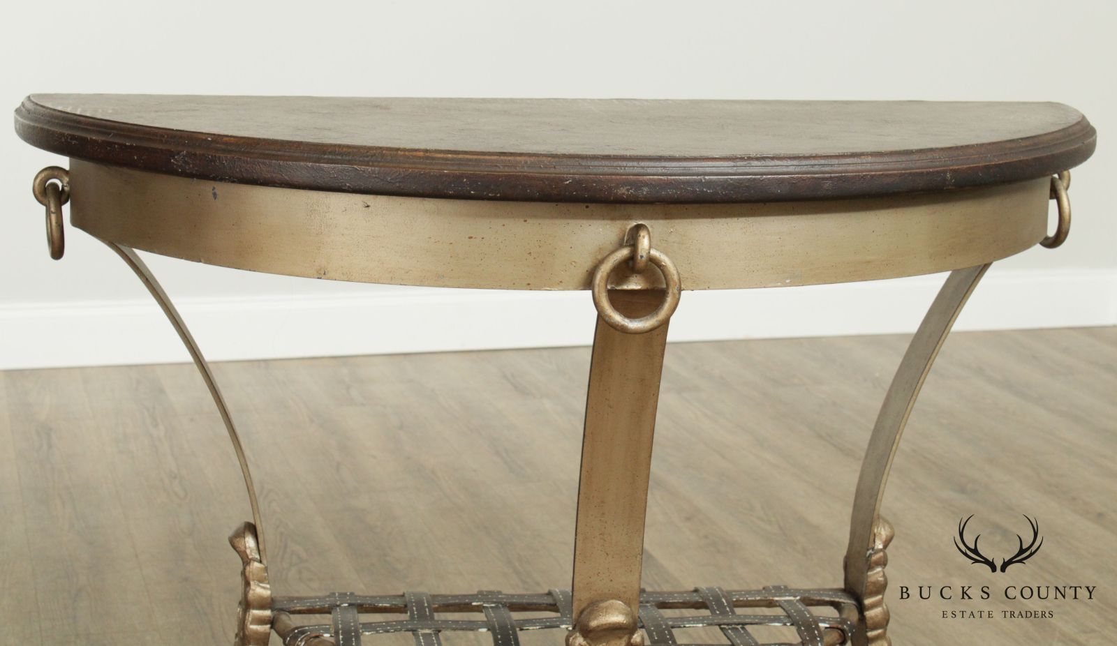 Iron Base Neo-Classical Style Demilune Console Table