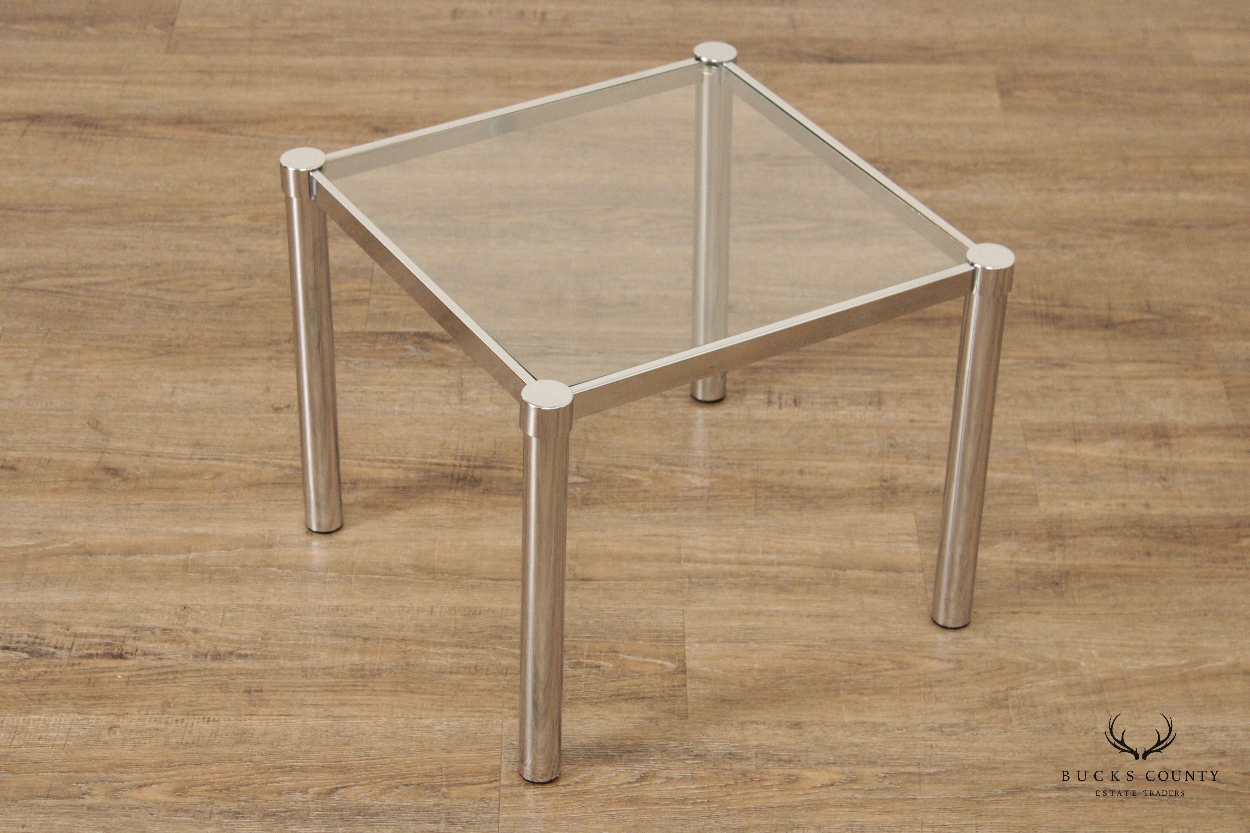 Post Modern Chrome and Glass Side Table