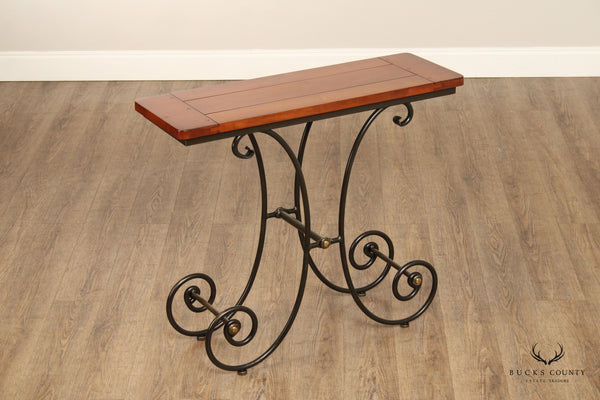 Charleston Forge French Bakers Style Wrought Iron Base Console Table