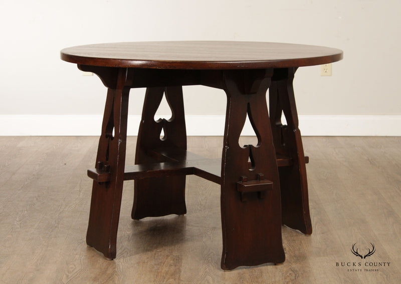 Limbert Arts & Crafts Antique Oak Round Center Table