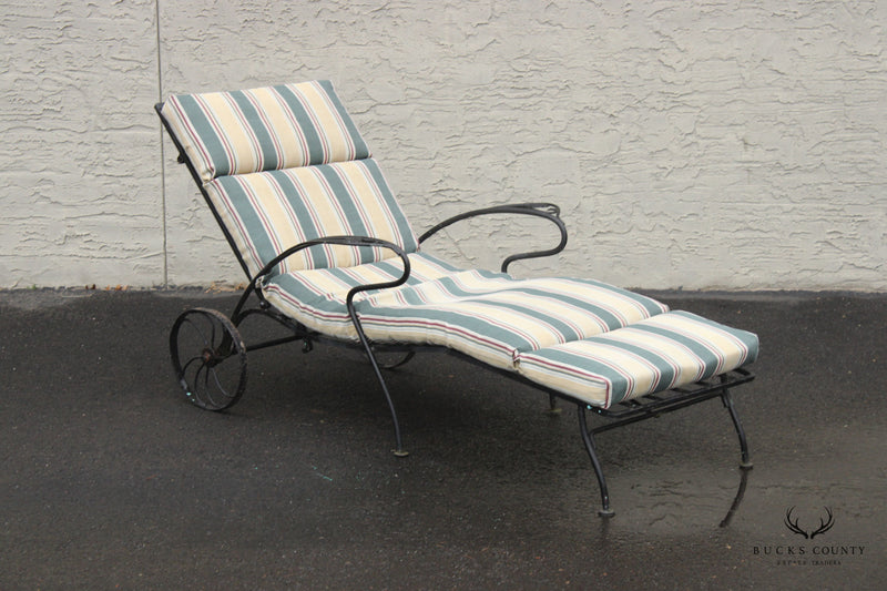 Salterini Vintage Wrought Iron Outdoor Patio Chaise Lounge