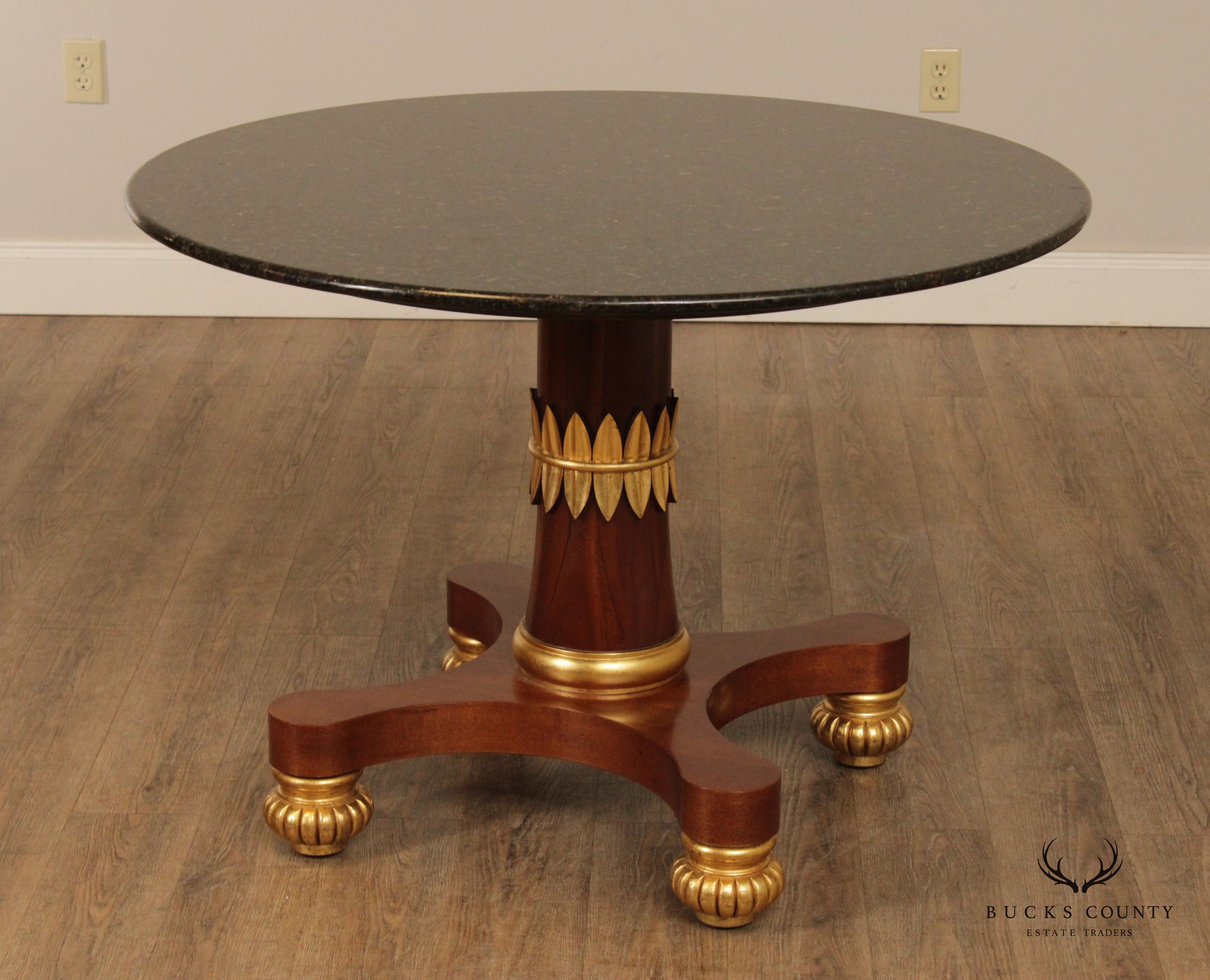 Regency Neoclassical Style Round Granite Top Center Table