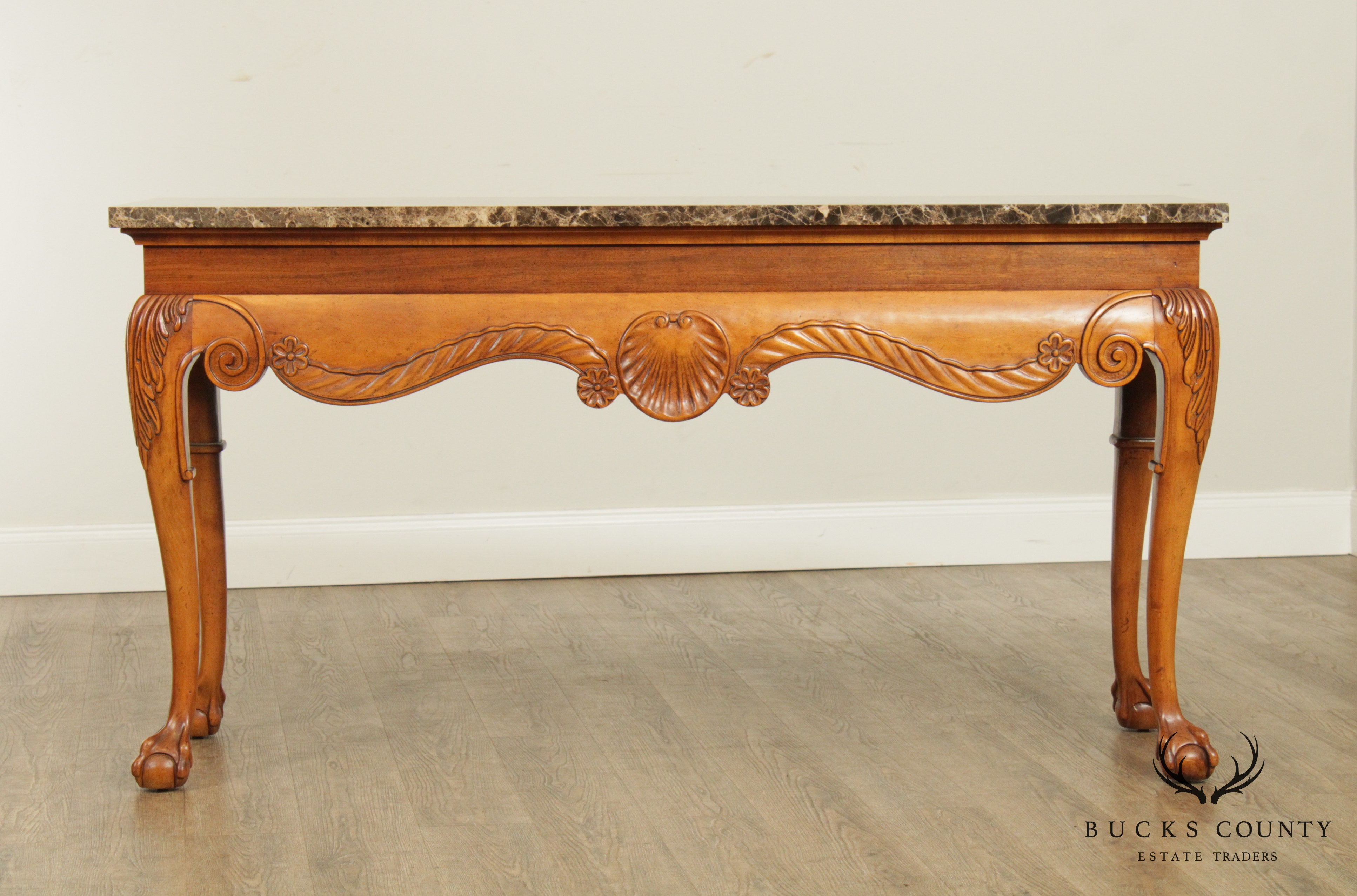 Georgian Style Ball & Claw Marble Top Console Table