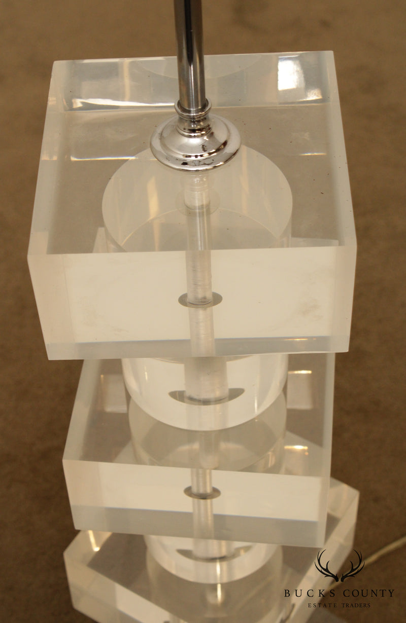 Vintage Modernist Stacked Lucite Table Lamp