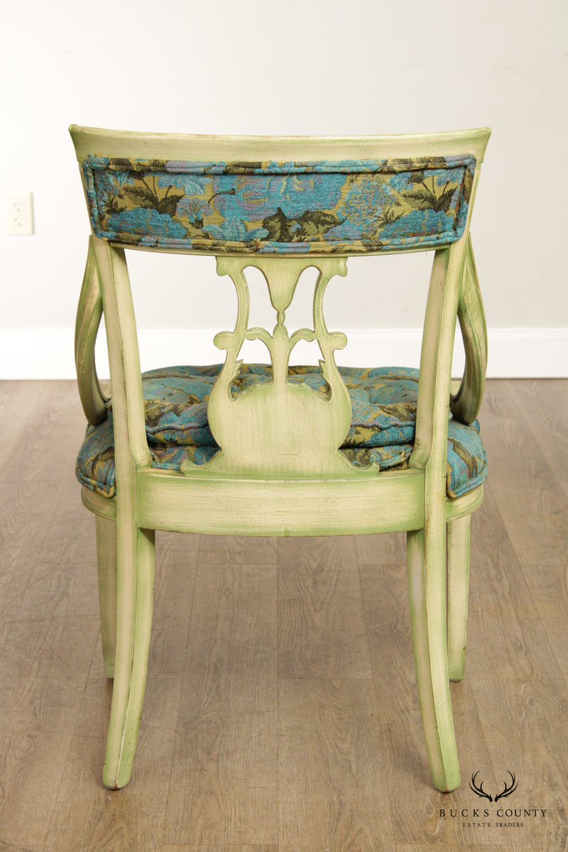 Neoclassical Empire Style Set Six Painted Dining Chairs