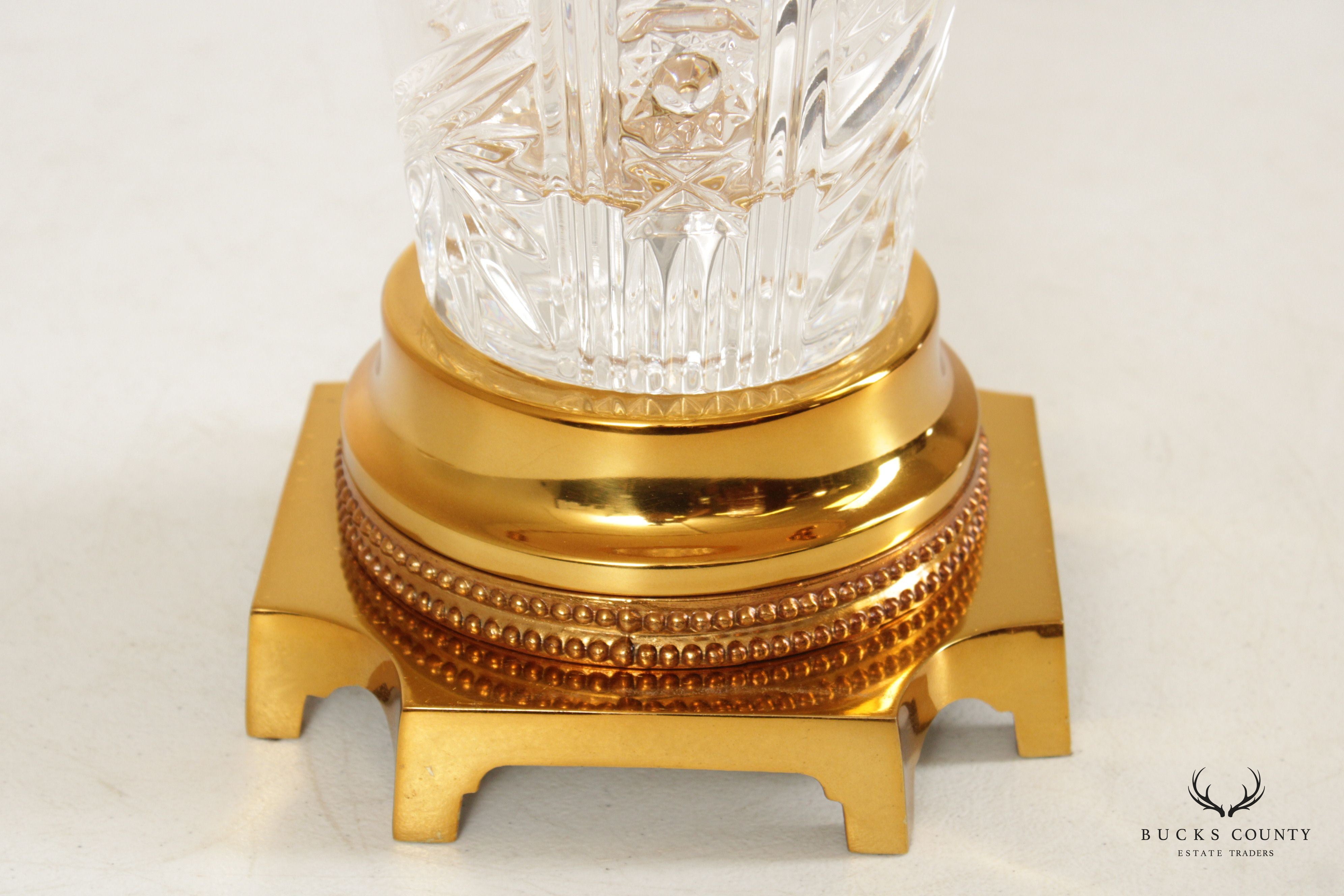 Traditional Cut Glass and Brass Table Lamp