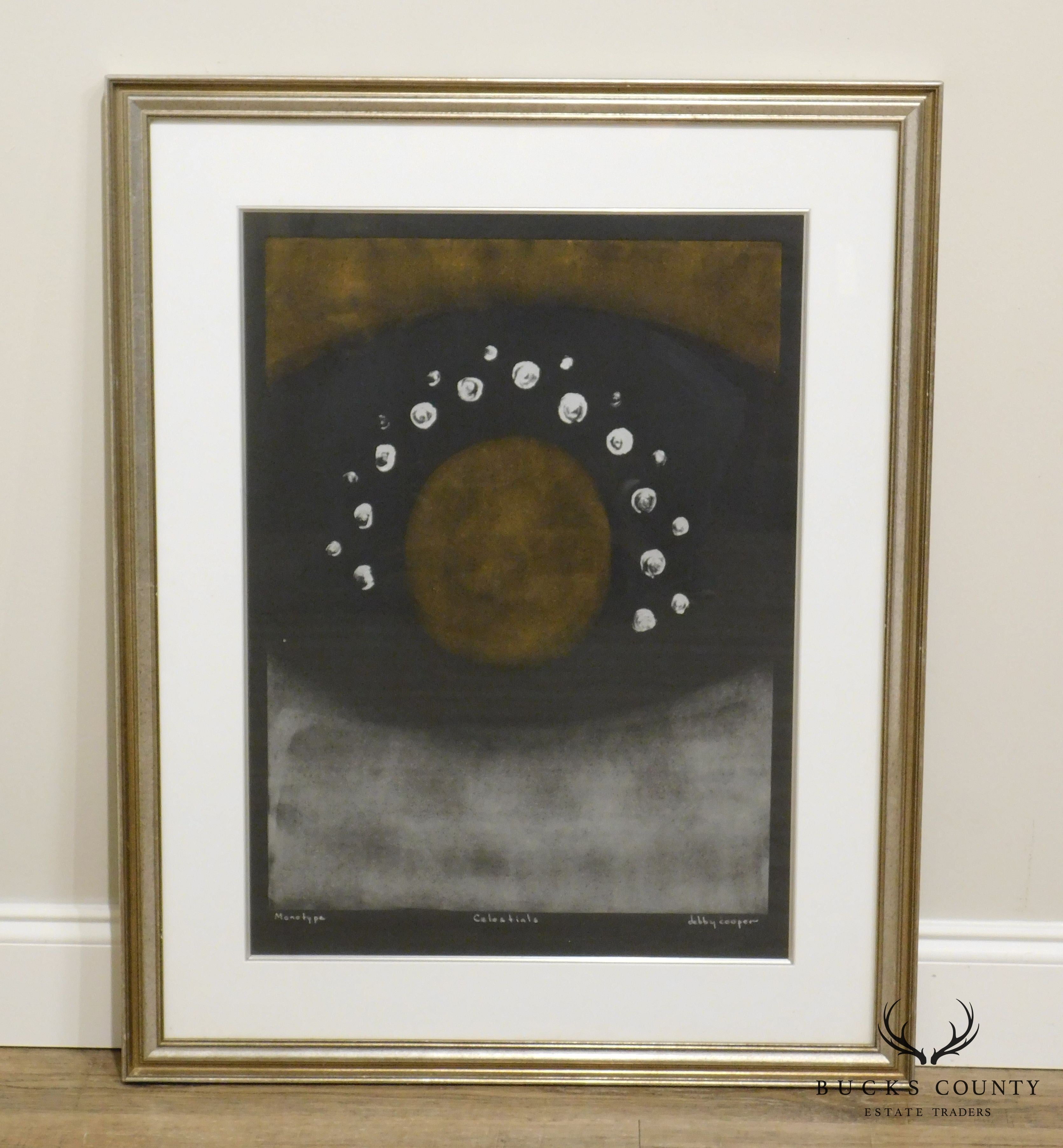 Debby Cooper Harbin "Celestials" Monotype, Oil on Paper Custom Frame