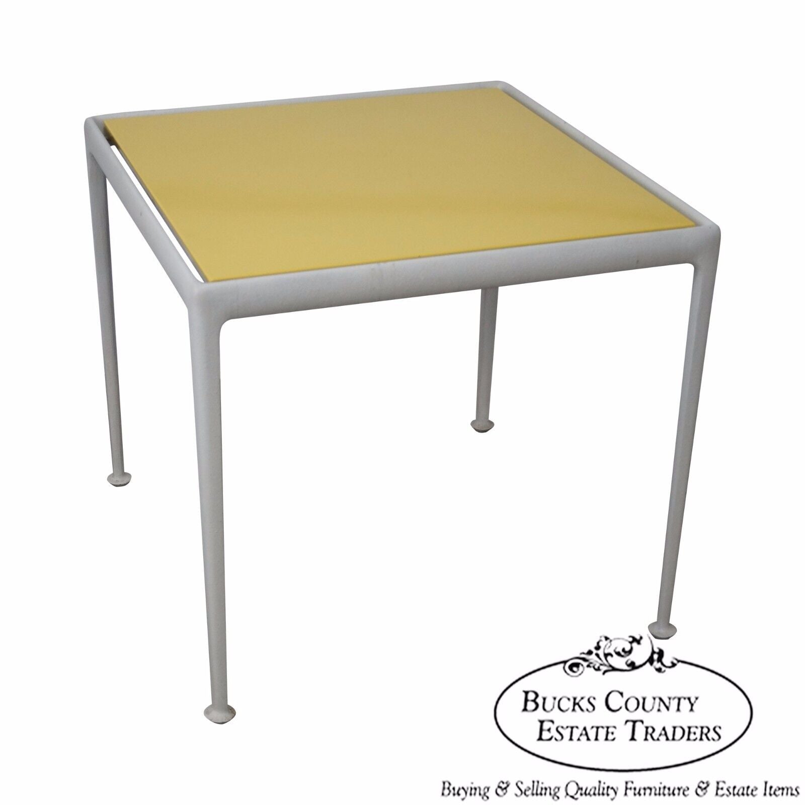 Richard Schultz Knoll Vintage Yellow Enameled Metal Top White Dining Table