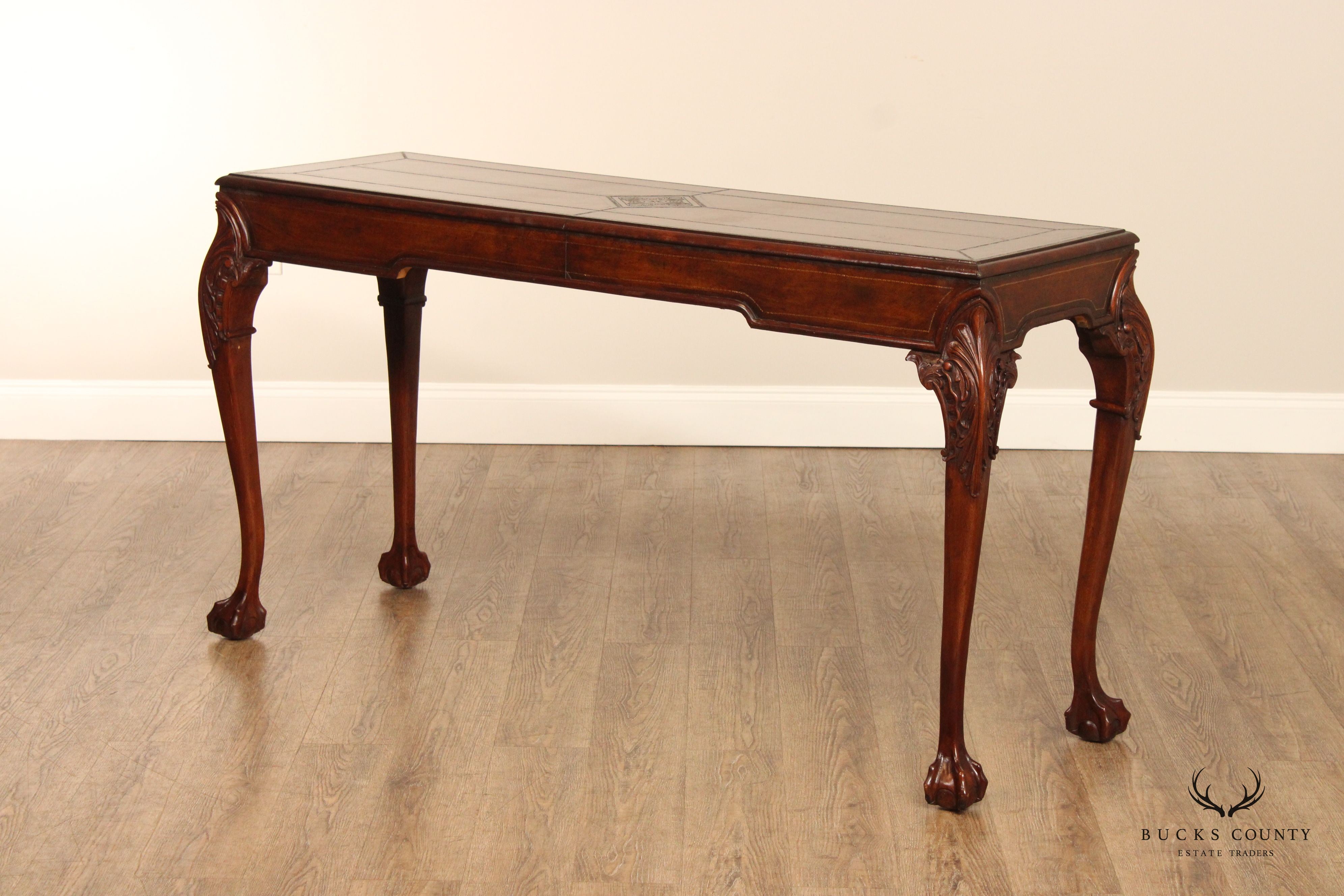 Chippendale Style Carved Mahogany Ball and Claw Foot Console Table